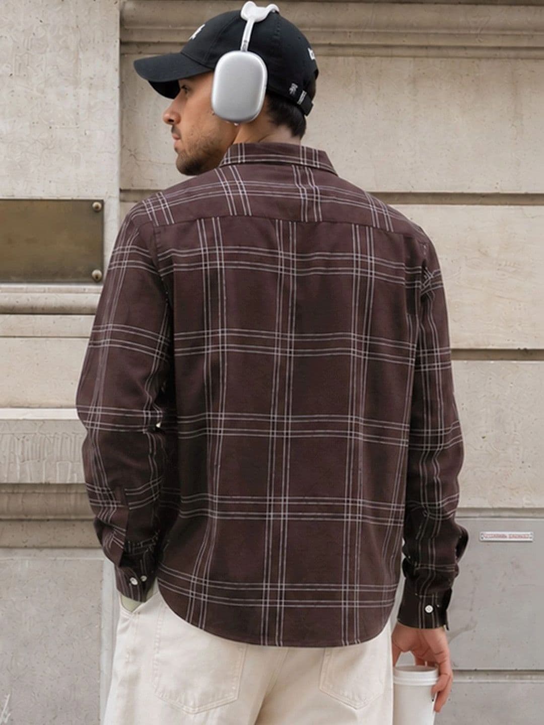 Powerlook Linen Blend Windowpane Checks Cotton Long Sleeves Shirt thumbnail 3