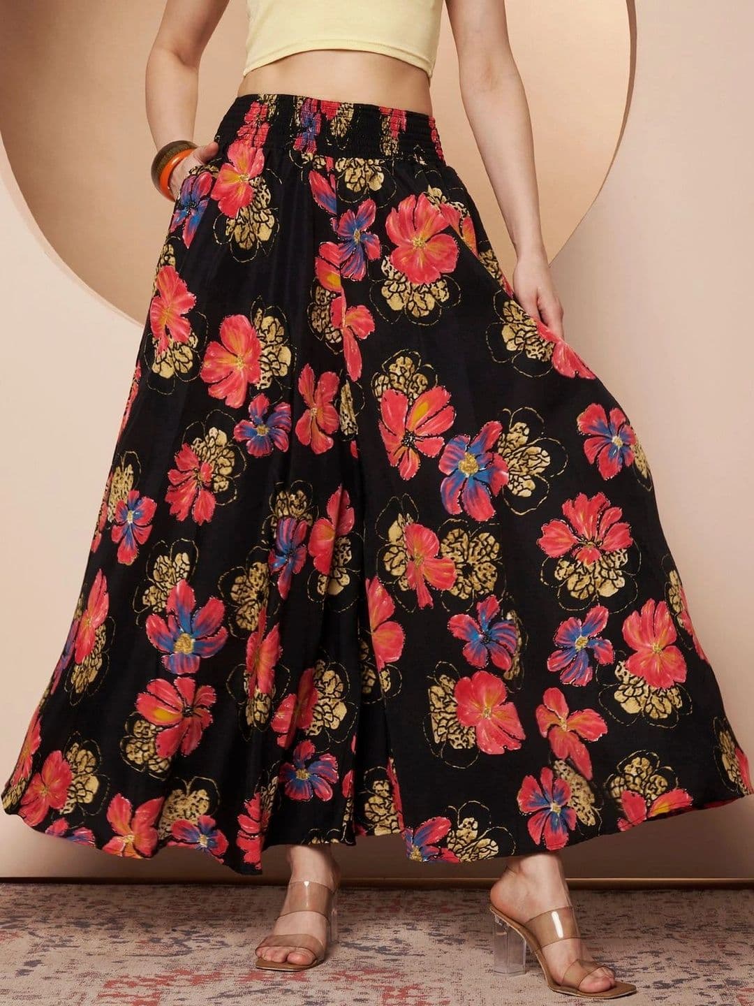 CORSICA Women Floral Printed Knitted Ethnic Palazzos - view 1