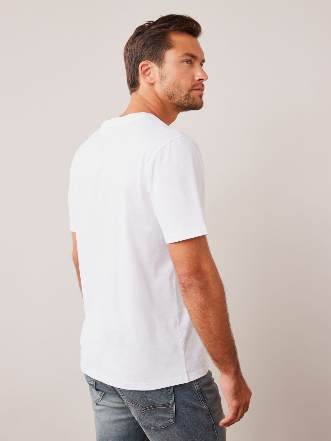 next Men White Solid Round Neck T-shirt thumbnail 5