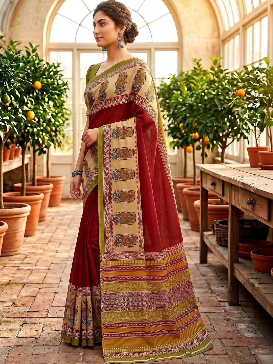 VS MALL Paisley Pure Cotton Saree thumbnail 4