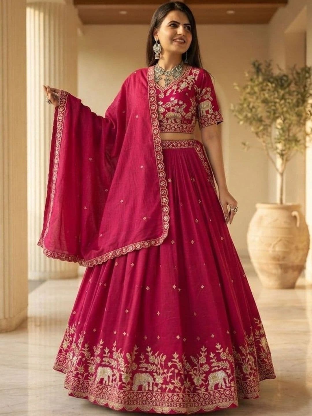 all about you Embroidered Semi-Stitched Lehenga & Blouse With Dupatta - view 1