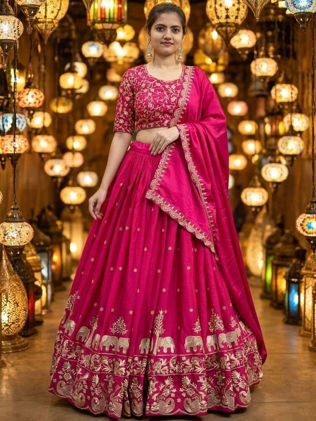 all about you Embroidered Semi-Stitched Lehenga & Blouse With Dupatta thumbnail 2
