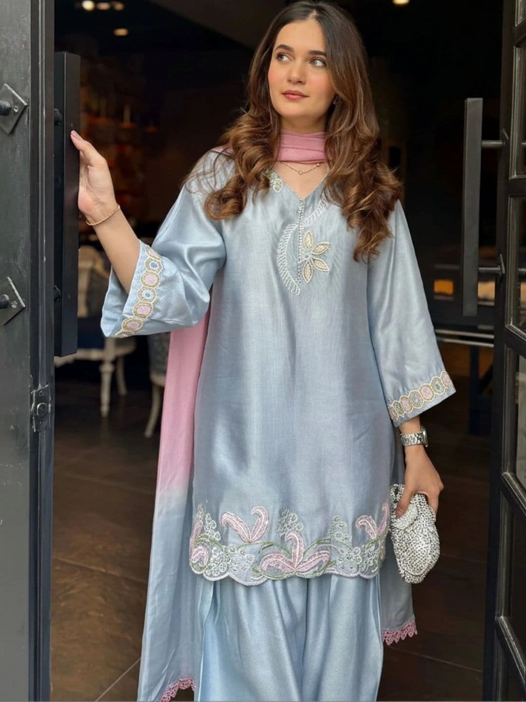 all about you Women Ethnic Motifs Embroidered Regular Thread Work Kurta with Patiala & With Dupatta thumbnail 2