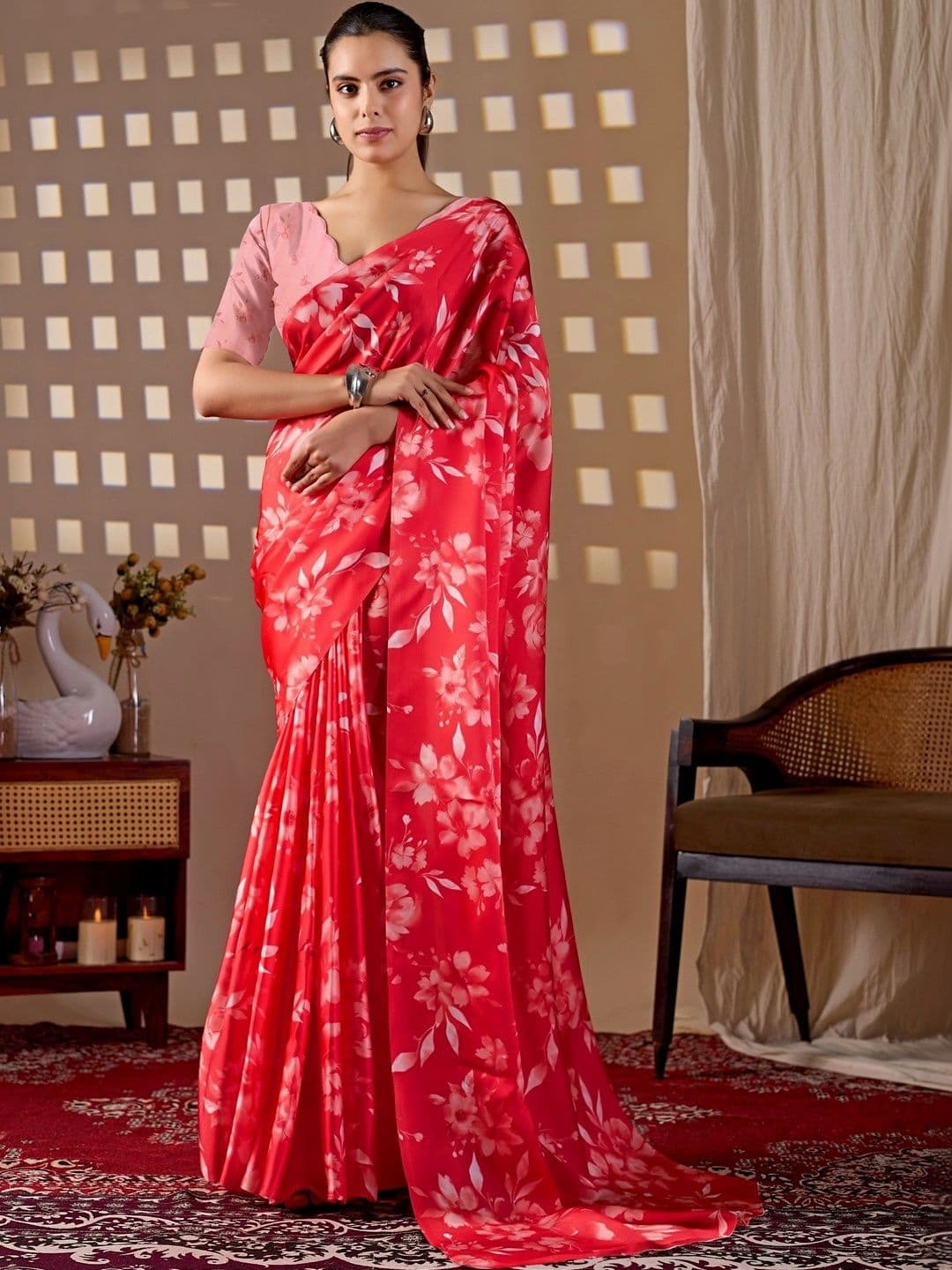 Moda Rapido Floral Satin Designer Saree - view 1
