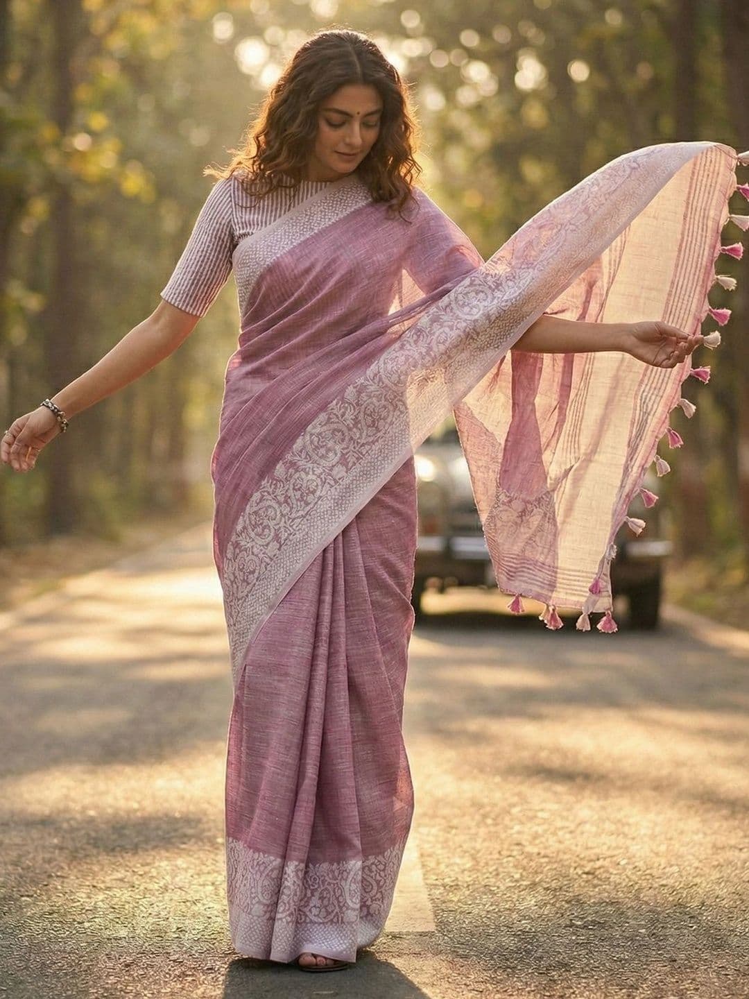Mitera Woven Design Linen Blend Saree - view 1