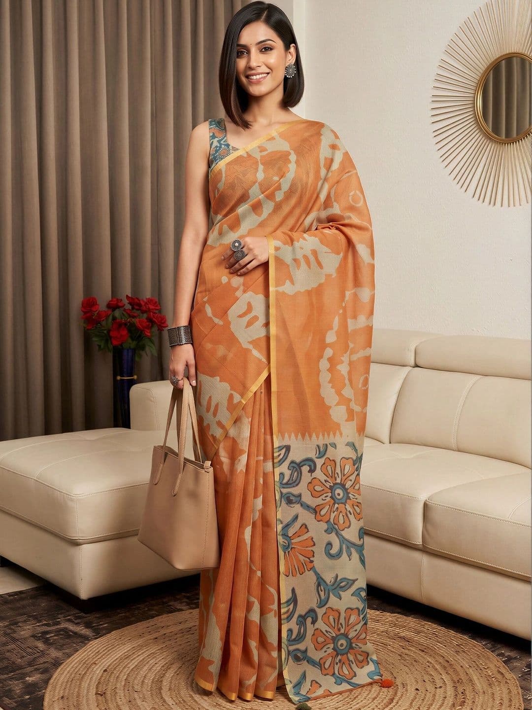 Sangria Designer Block Print Saree thumbnail 5