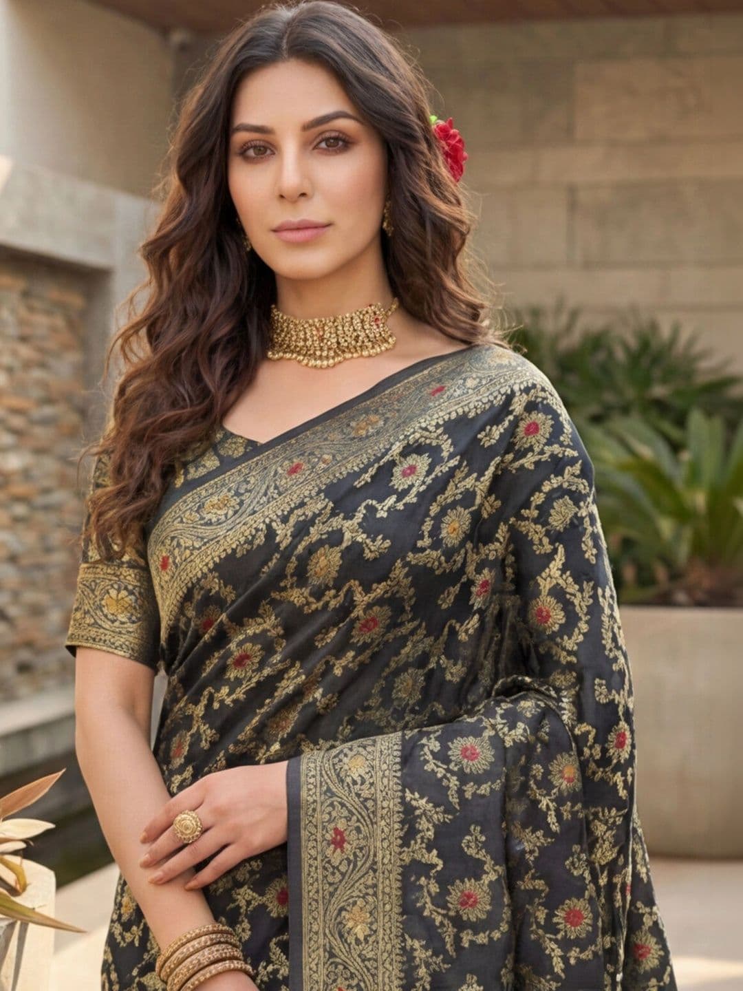 Anouk Rustic Woven Design Zari Silk Blend Designer Kanjeevaram Saree thumbnail 5