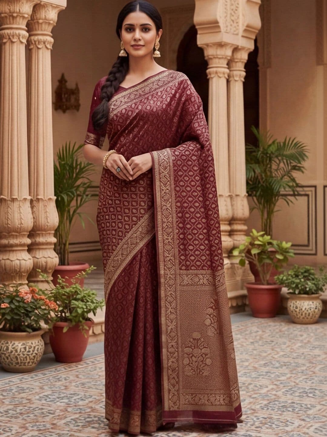 Anouk Rustic Woven Design Zari Silk Blend Designer Banarasi Saree - view 1