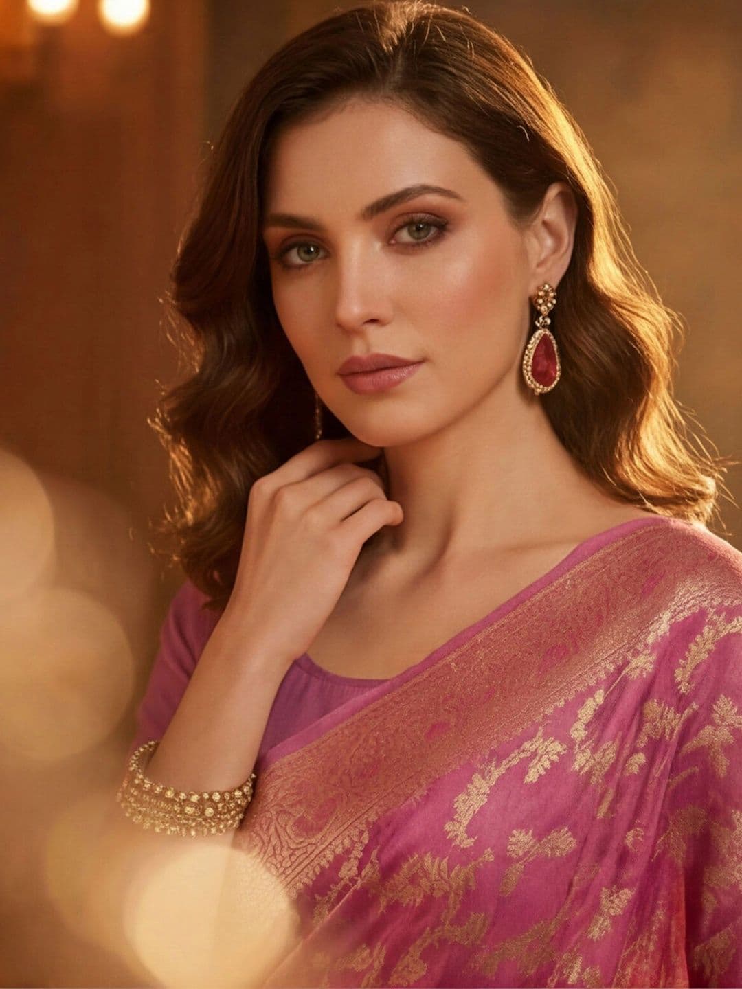 Anouk Rustic Woven Design Zari Silk Blend Designer Banarasi Saree thumbnail 3