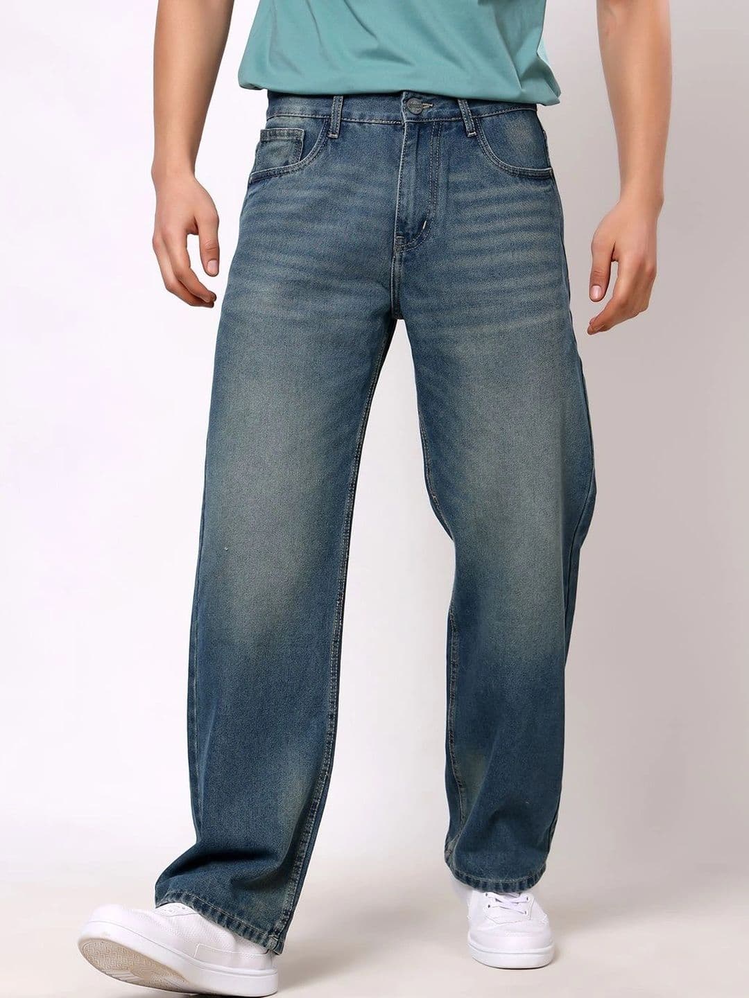 Stylox Men's Baggy Fit Non-Stretchable Mid-Rise Denim Jeans - view 1