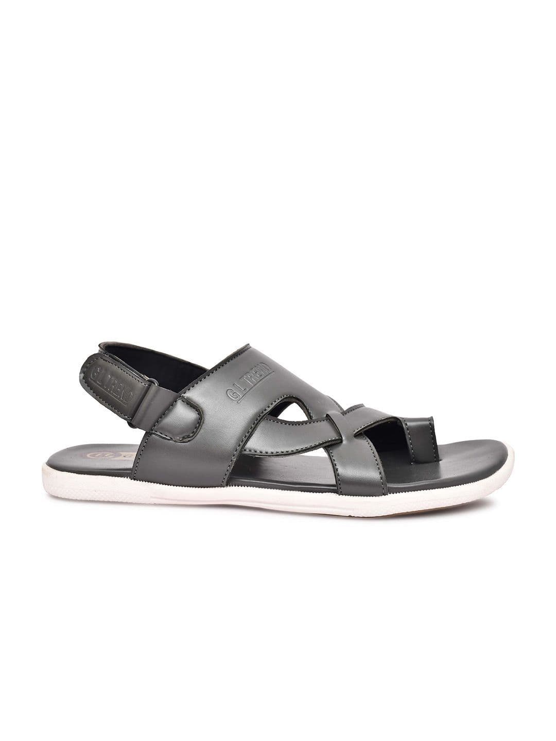 G L Trend Men Grey Solid Casual Comfort Sandals with Cross-Strap Design thumbnail 3