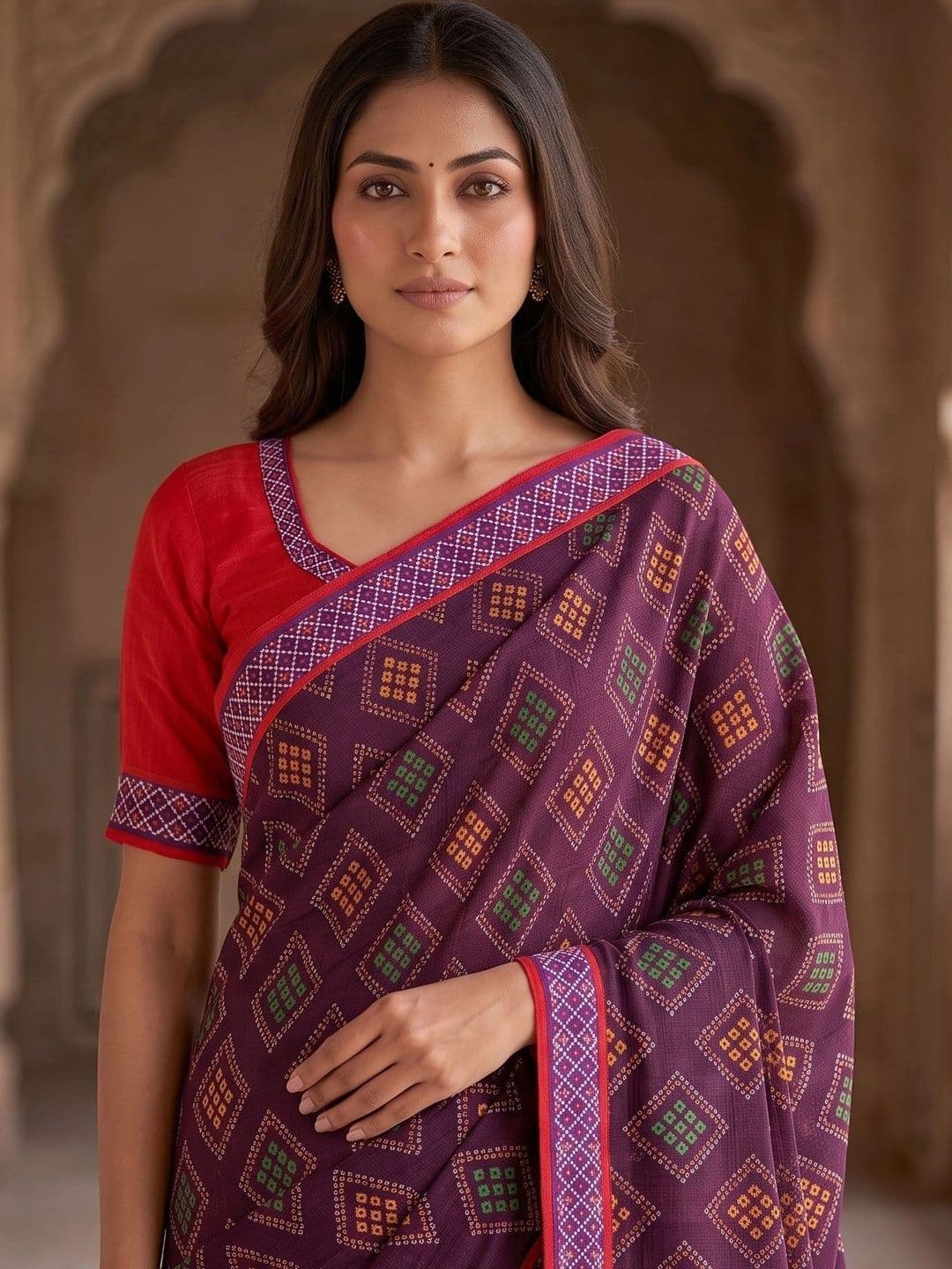 Textile Mantra Bandhani Poly Georgette Bandhani Saree thumbnail 4
