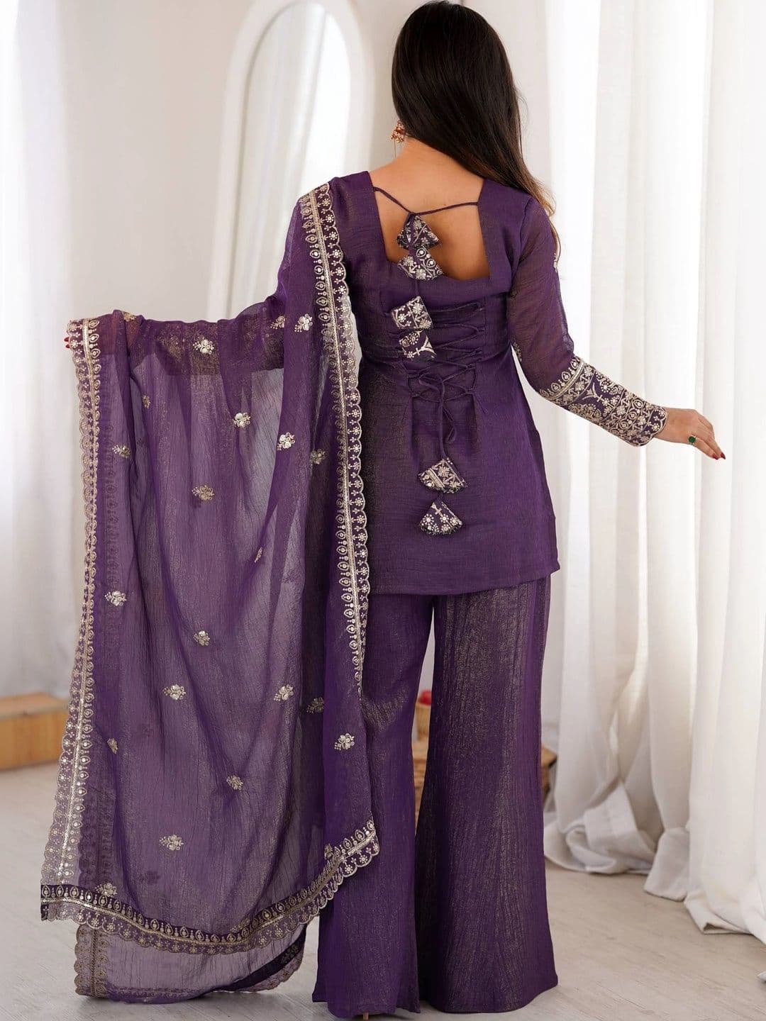 Kurtibella Women Ethnic Motifs Embroidered Regular Kurta with Palazzos & With Dupatta thumbnail 5