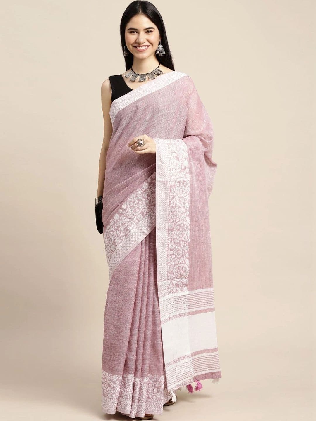 Mitera Woven Design Linen Blend Saree - view 1