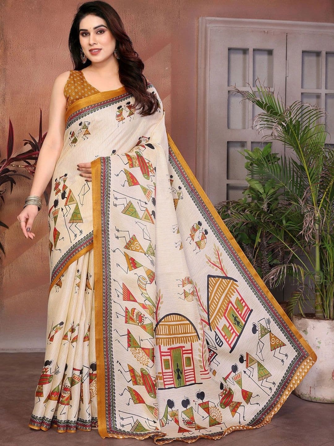 ANIRAV Warli Art Silk Saree - view 1