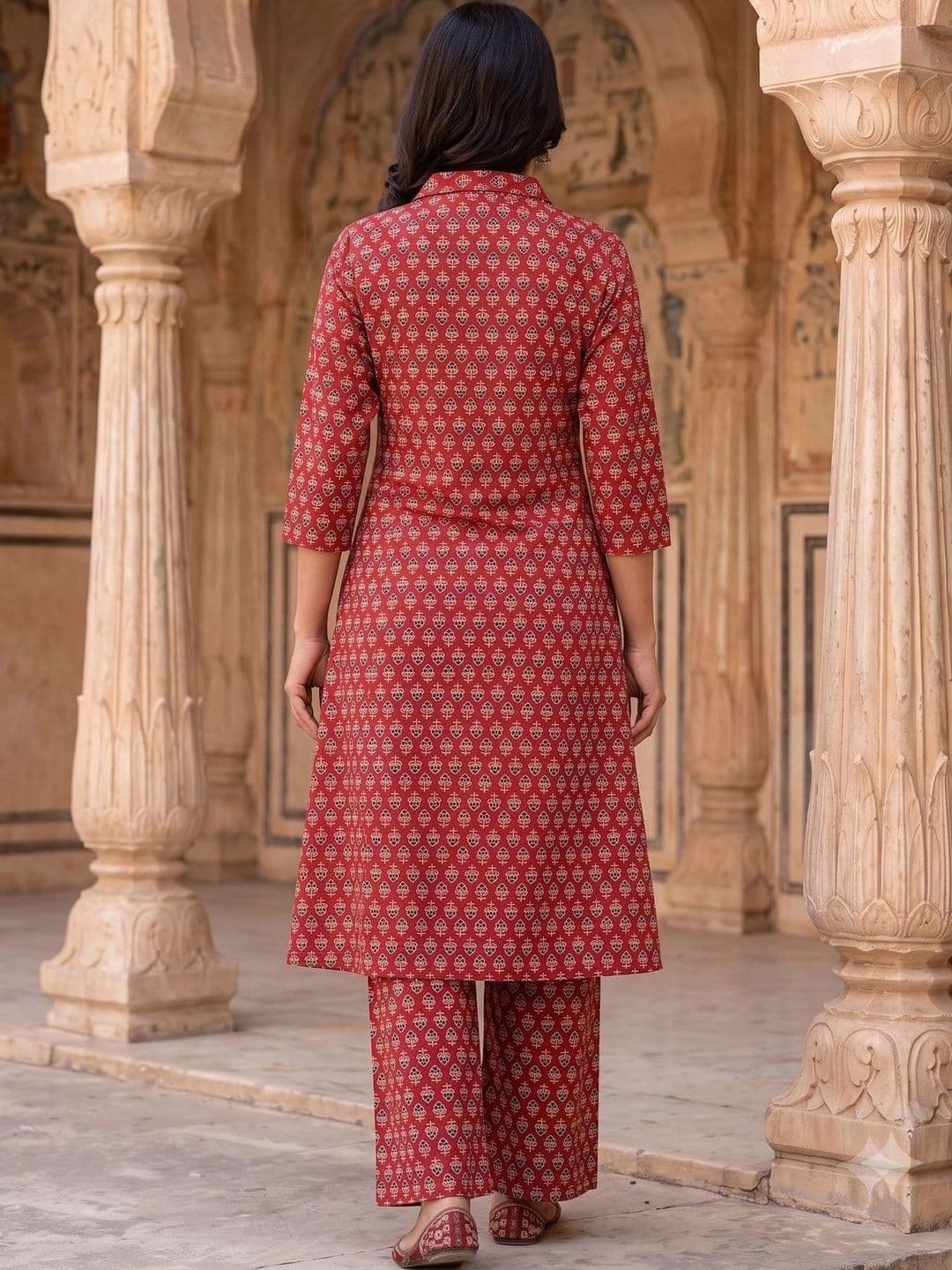 KALINI Women Ethnic Motifs Printed Regular Pure Cotton Kurta with Palazzos thumbnail 3