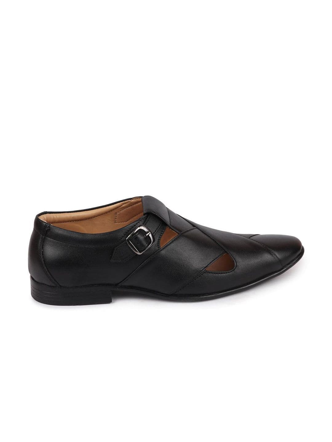 FAUSTO Men Black Leather Shoe-Style Sandals thumbnail 7