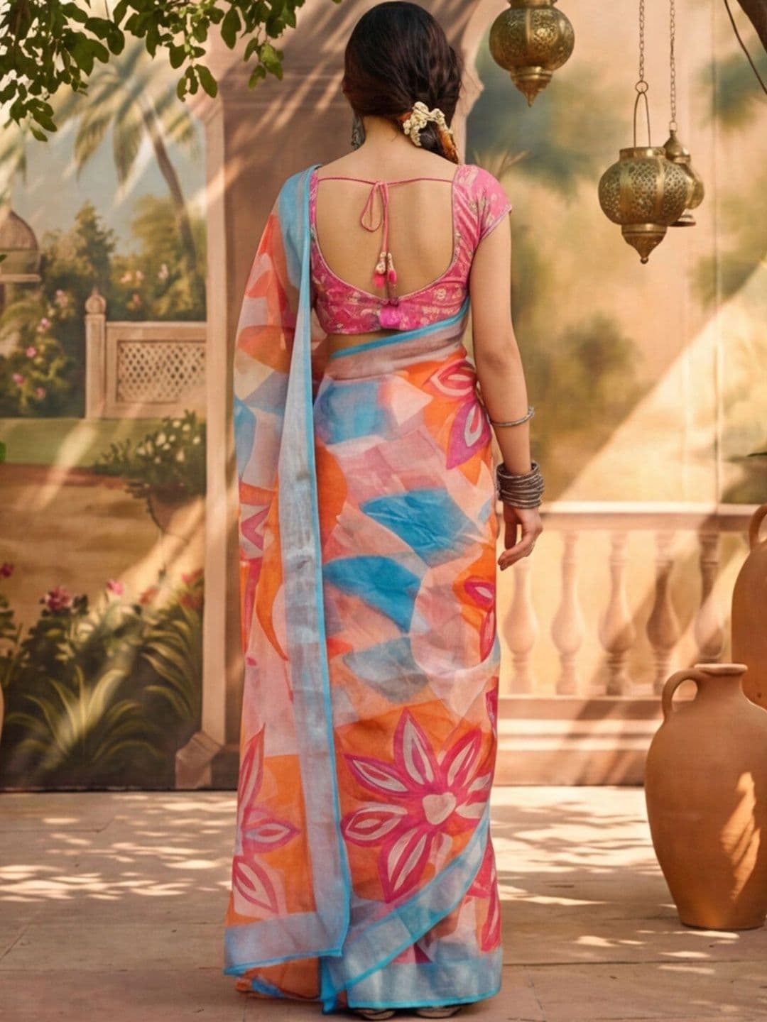 Anouk Rustic Zari Pure Linen Designer Khadi Saree thumbnail 5