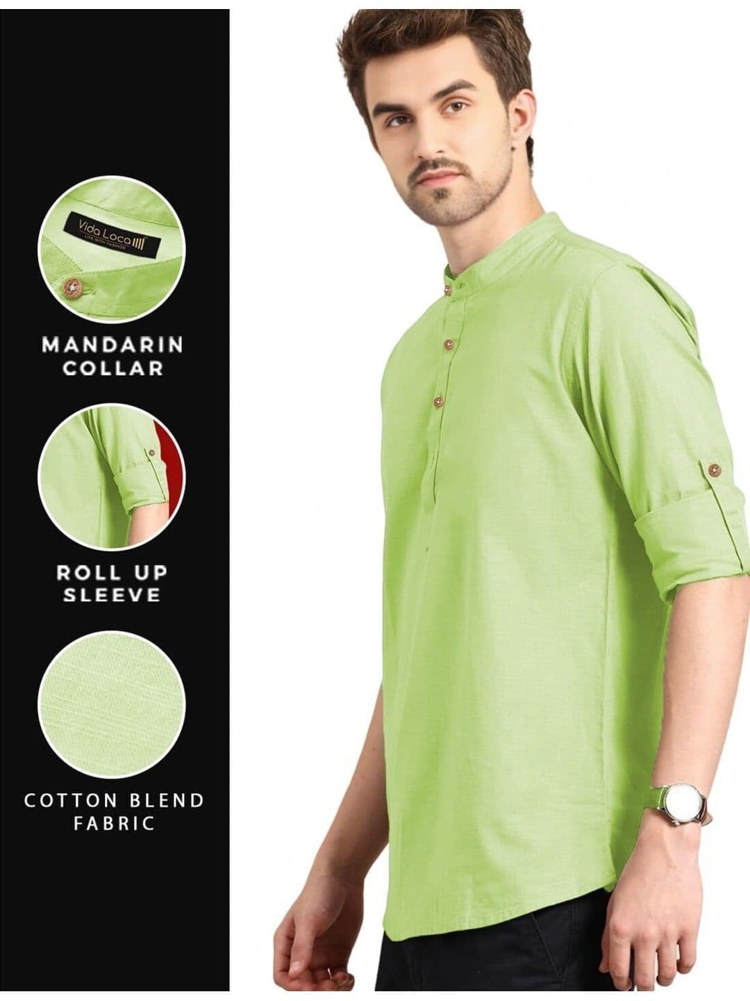 Amrit Trending Men Pack of 2 Cotton Mandarin Collar Kurta thumbnail 4