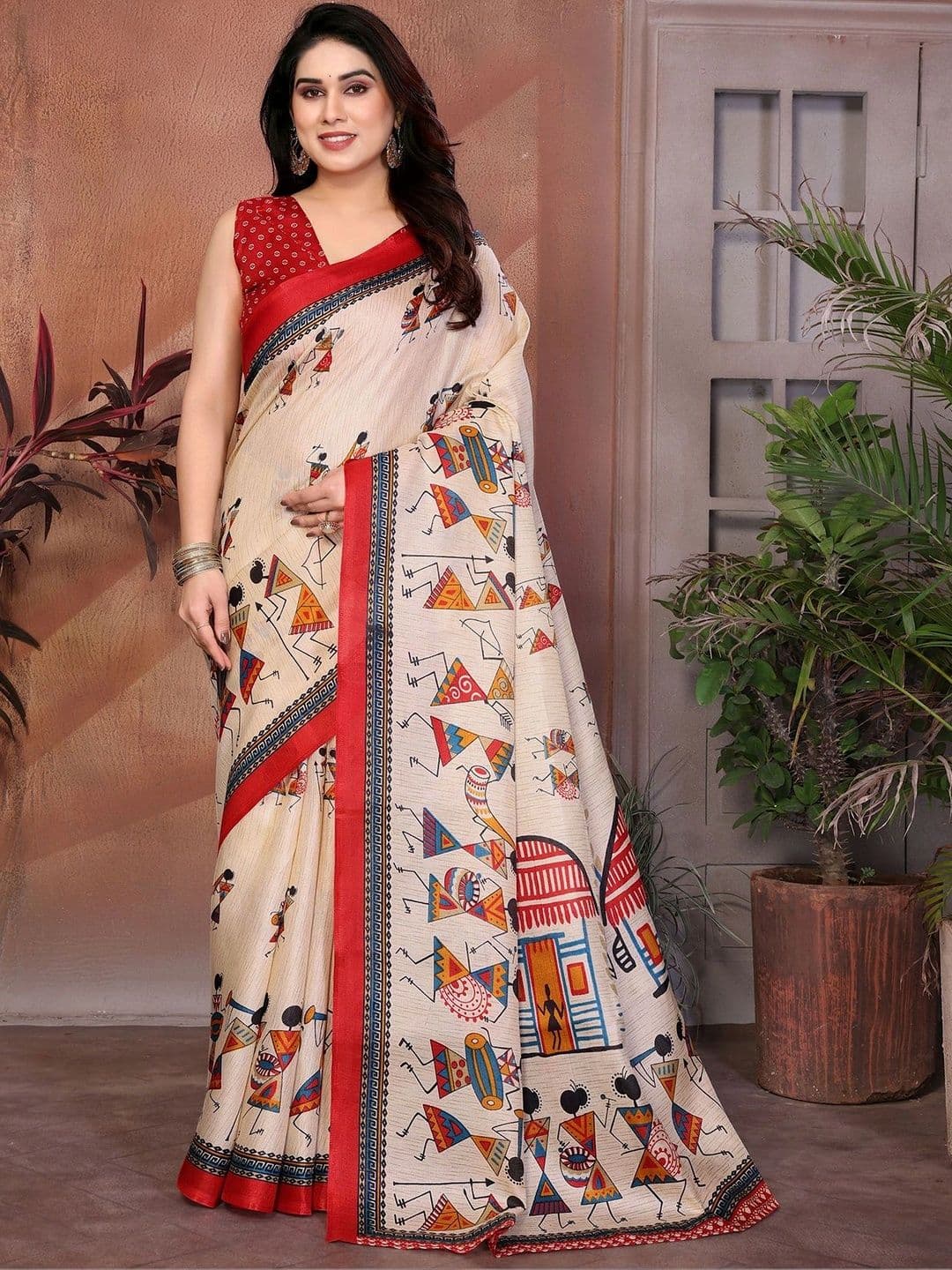 Yashika Warli Art Silk Saree thumbnail 4