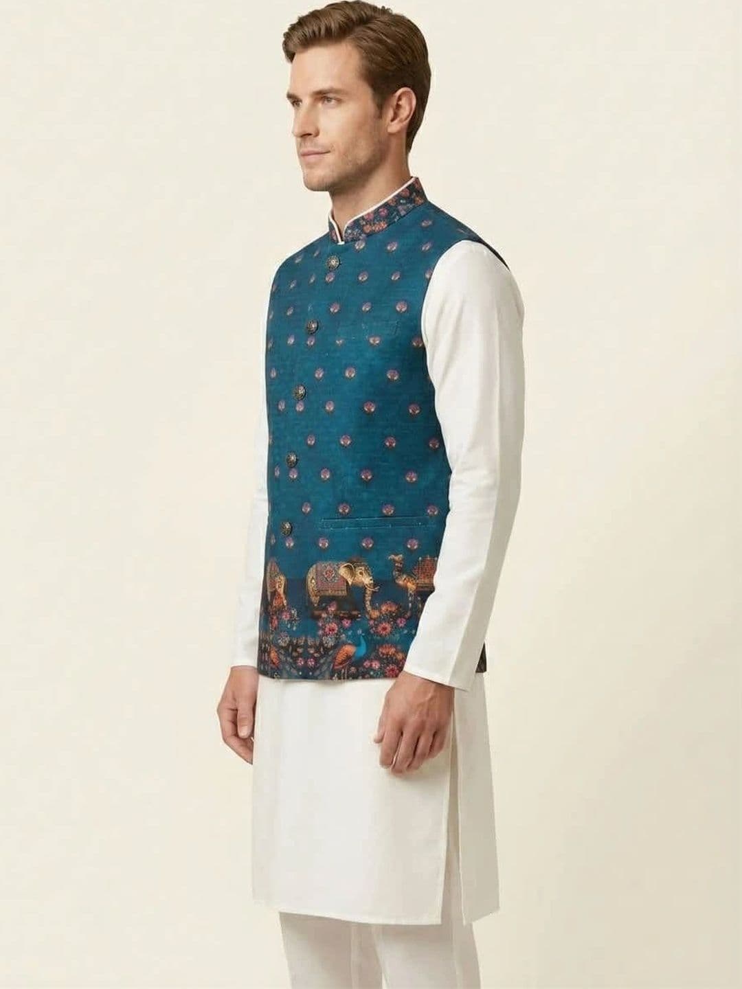 Safa Marwa Printed Nehru Jackets thumbnail 3