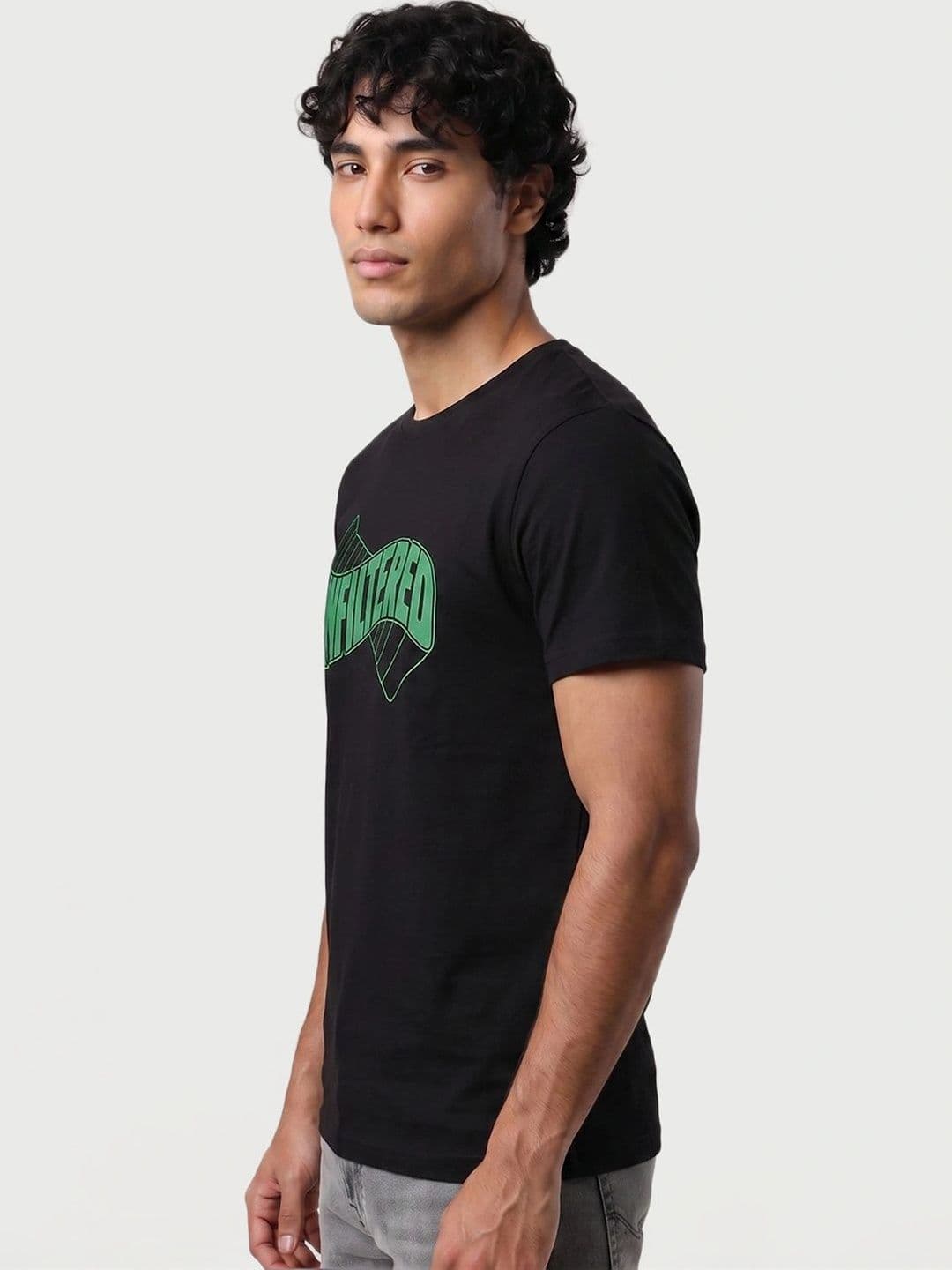 Bewakoof Men's Black Unfiltered Typography T-shirt thumbnail 5