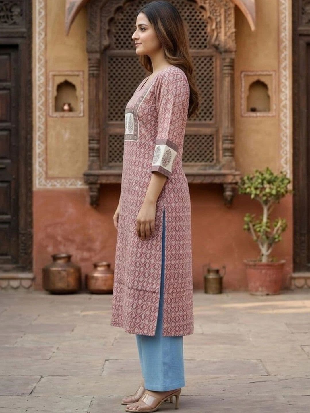 KALAMIR Women Ethnic Motifs Printed Indie Prints Kurta thumbnail 3