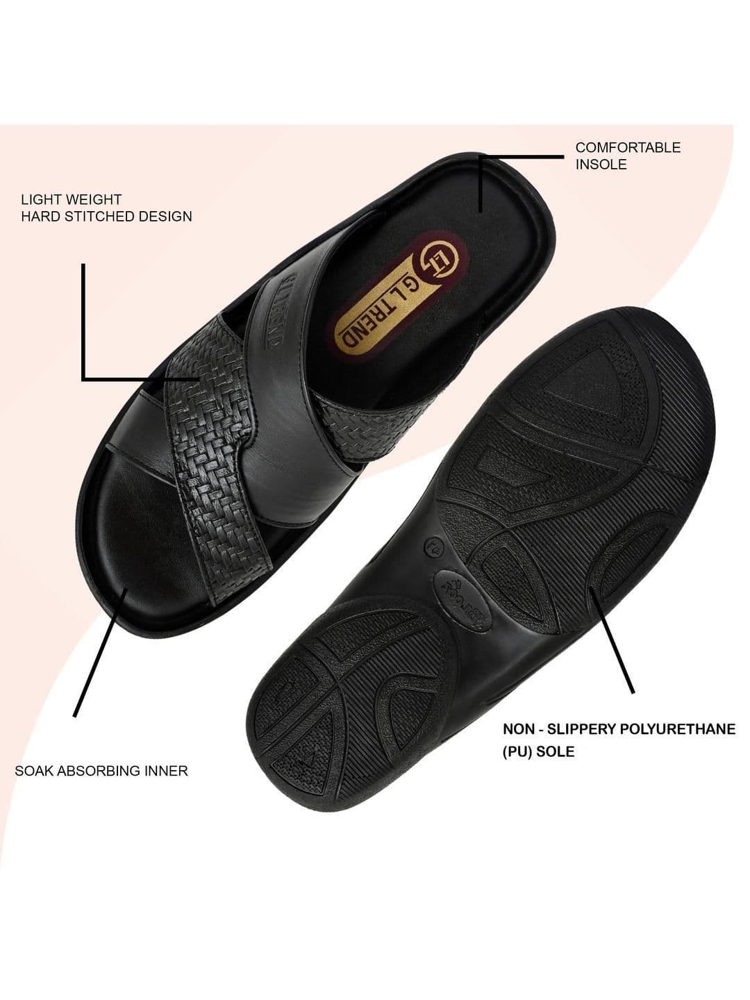 G L Trend Men Casual Stylish Comfortable Black Slip-On Sandals thumbnail 2