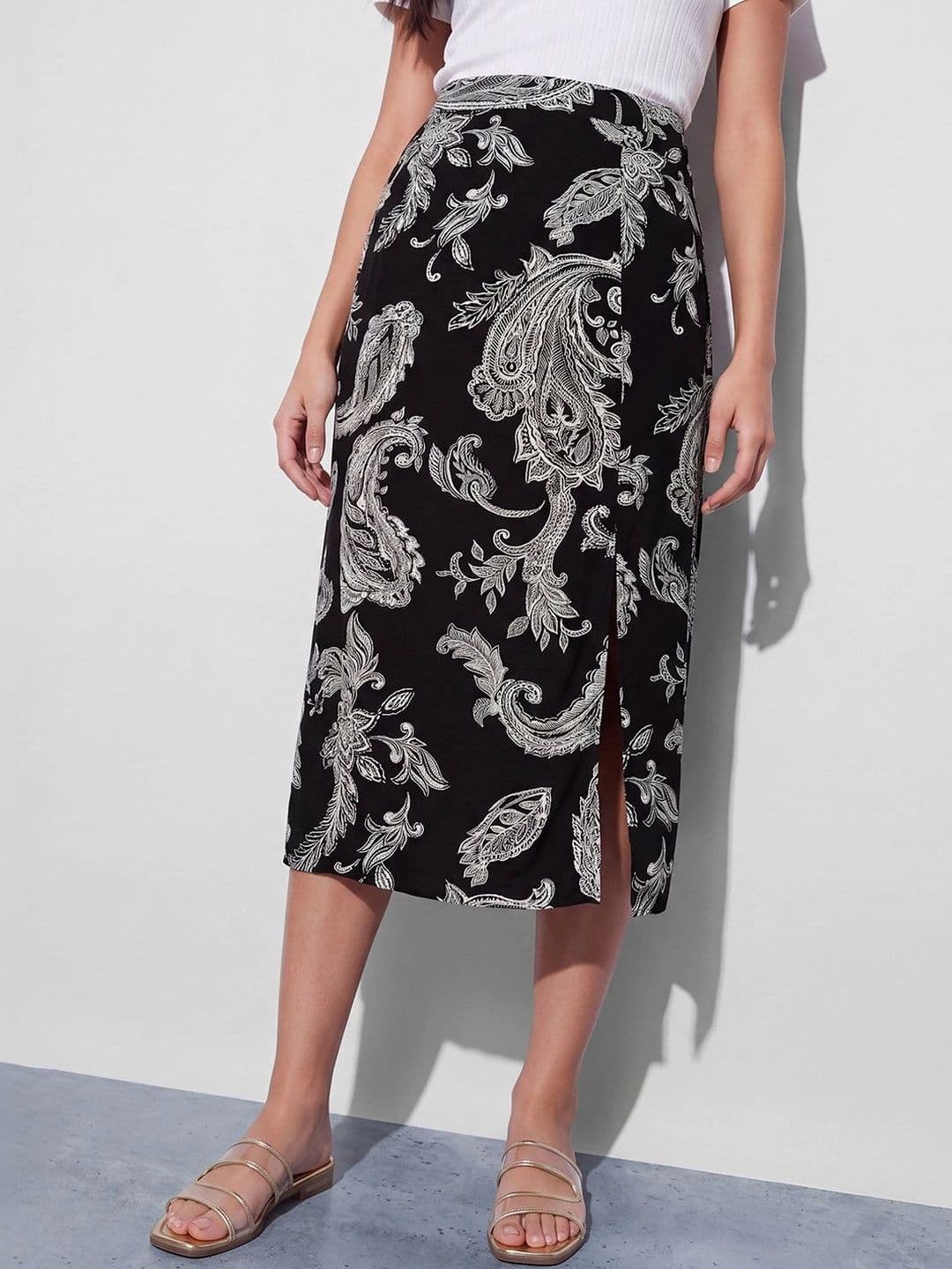 Fame Forever by Lifestyle Women Paisley Front Slit Midi Wrap Skirt thumbnail 2