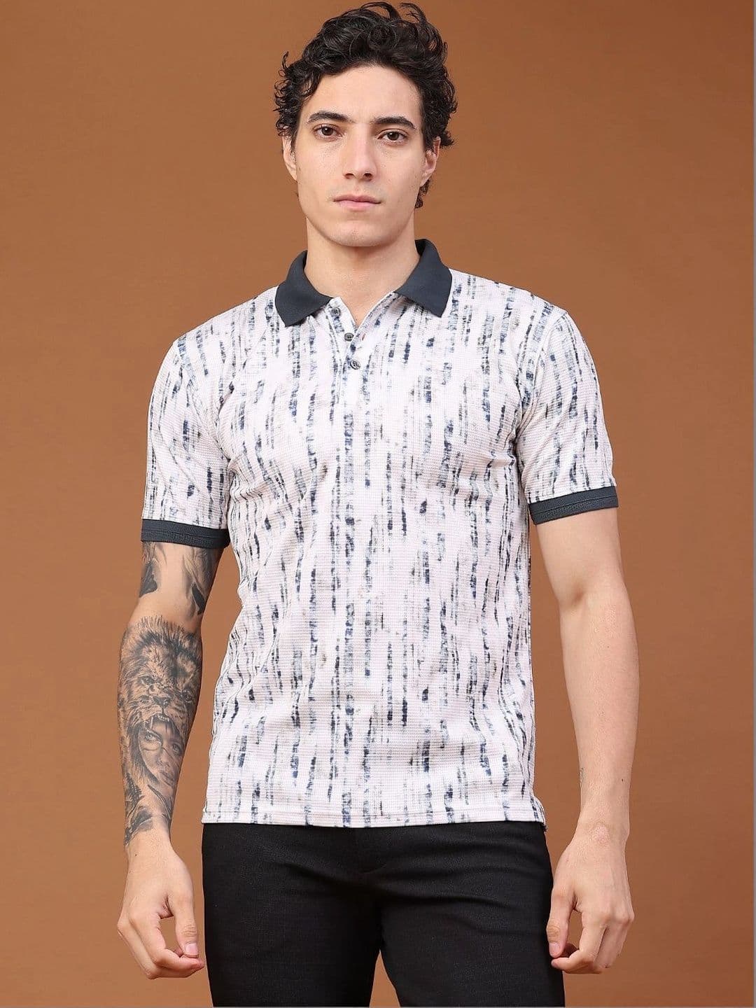 LIMEROAD Men Cotton Printed Polo Collar Short Sleeves T-shirt - view 1