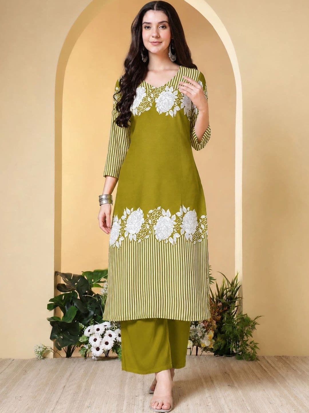 AMOUS Printed V-Neck Kurti - view 1