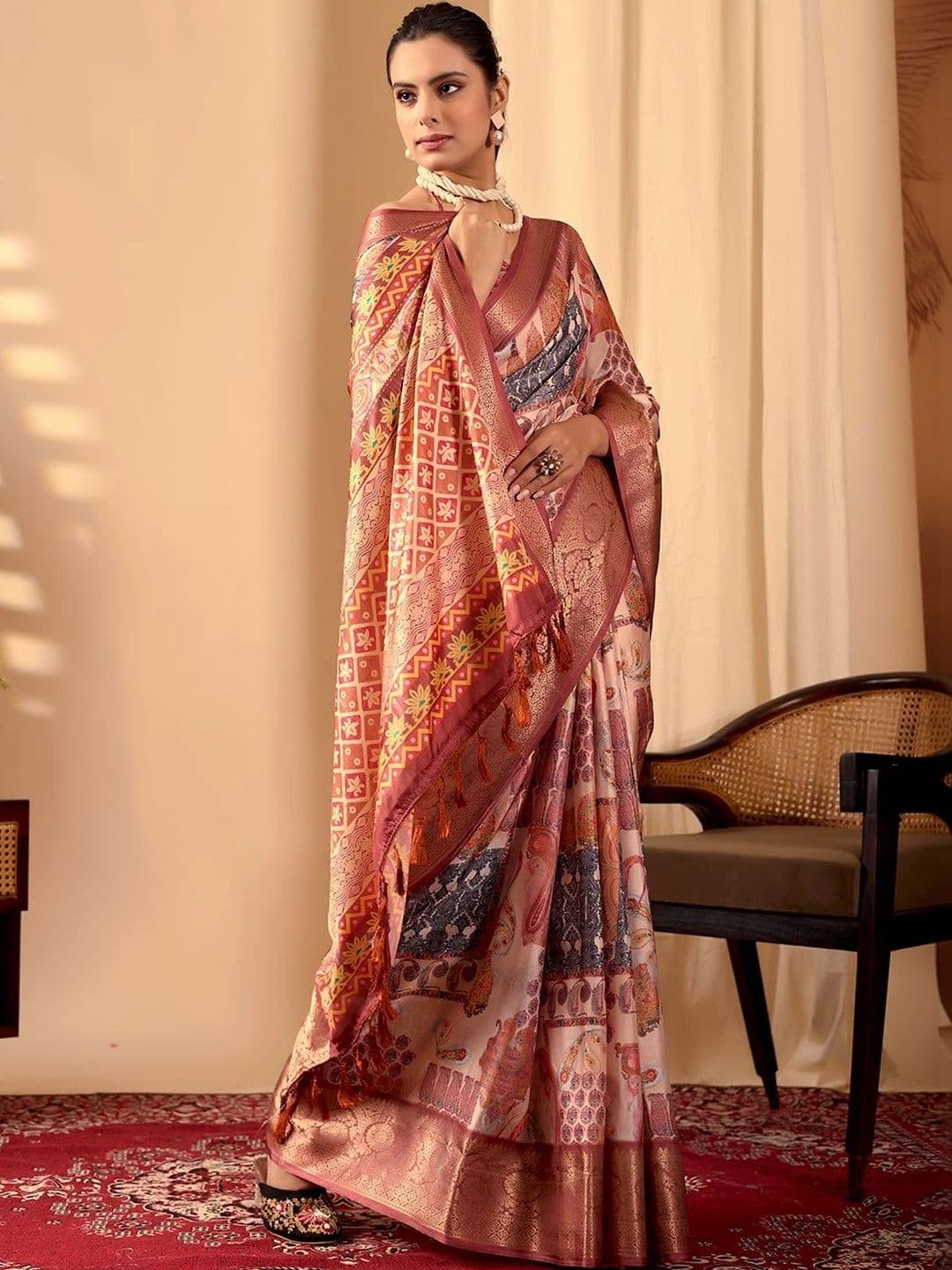 Moda Rapido Zari Silk Blend Designer Saree thumbnail 3
