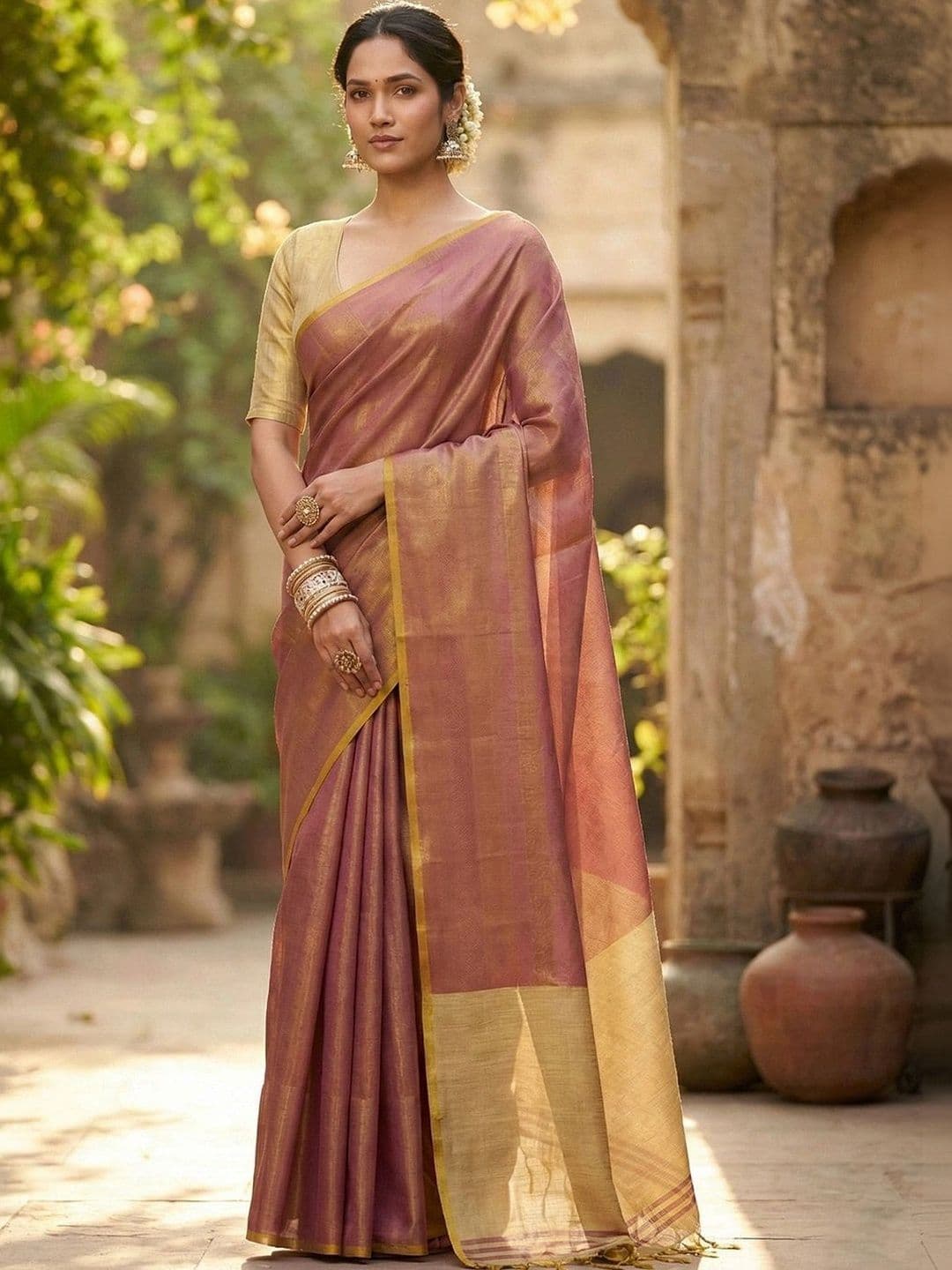 Mitera Woven Design Tissue Saree - view 1