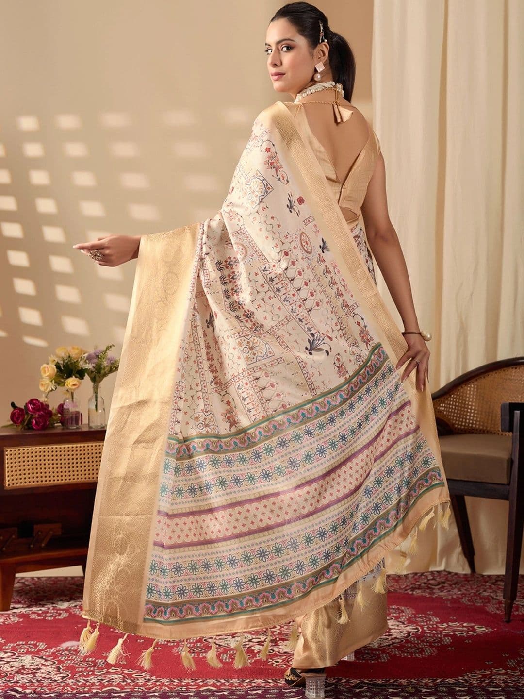 Moda Rapido Paisley Zari Silk Blend Designer Saree thumbnail 2