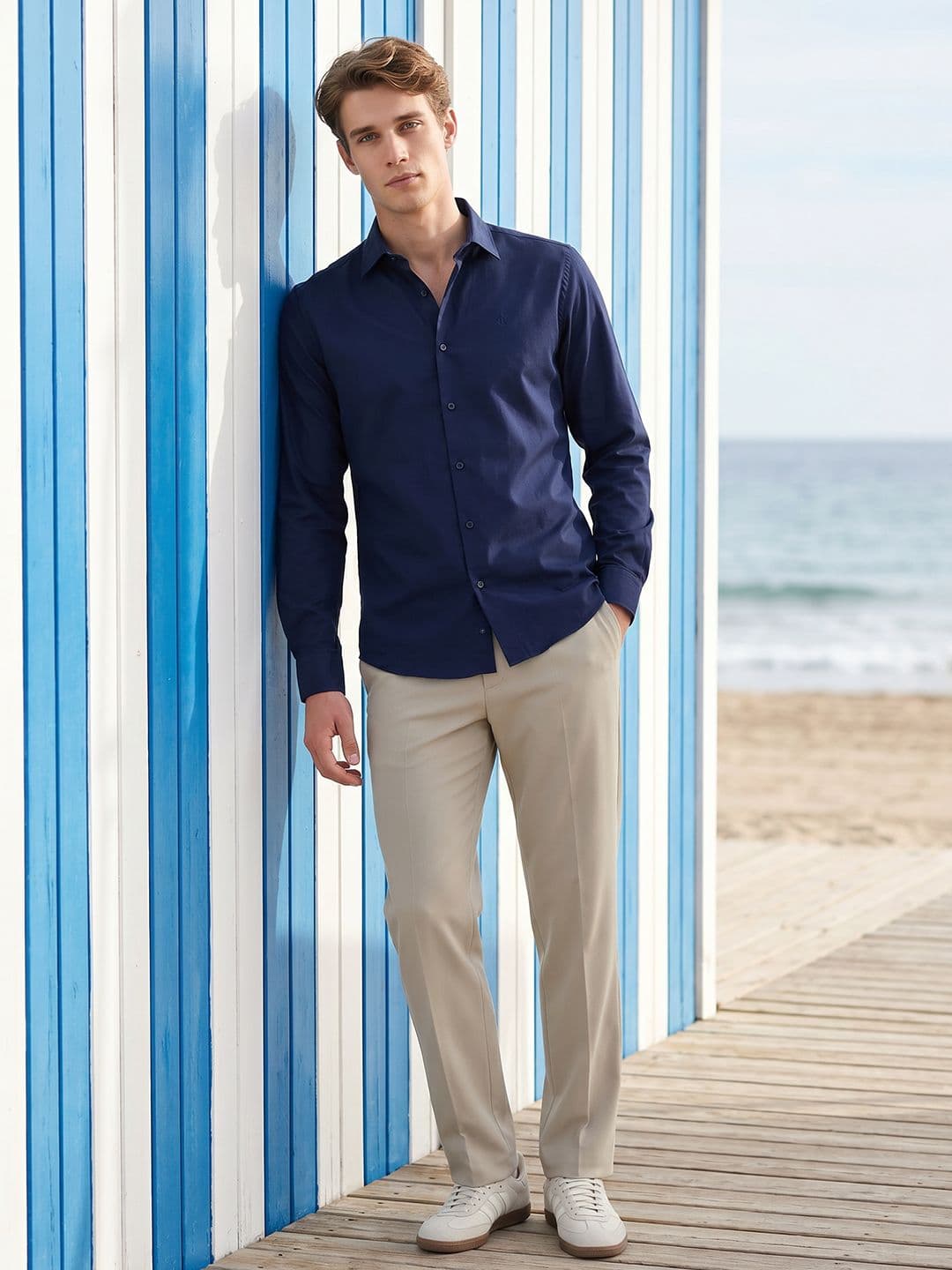 Mast & Harbour Easy Drape Navy Blue Shirt thumbnail 2