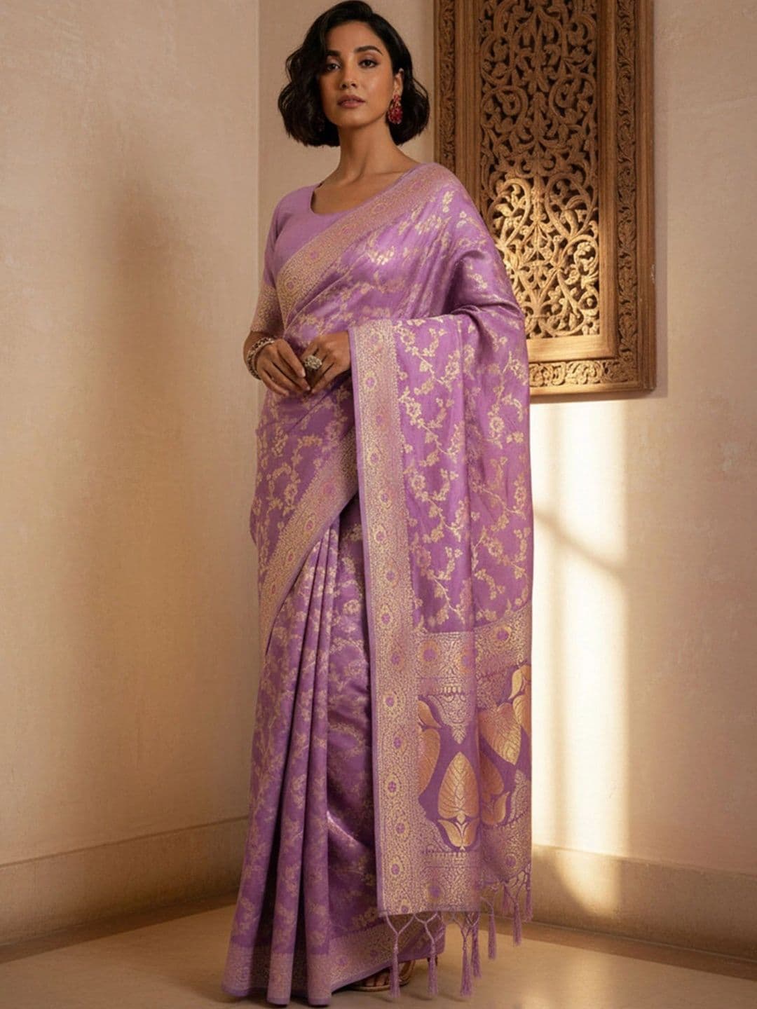 Anouk Rustic Woven Design Zari Silk Blend Designer Banarasi Saree - view 1