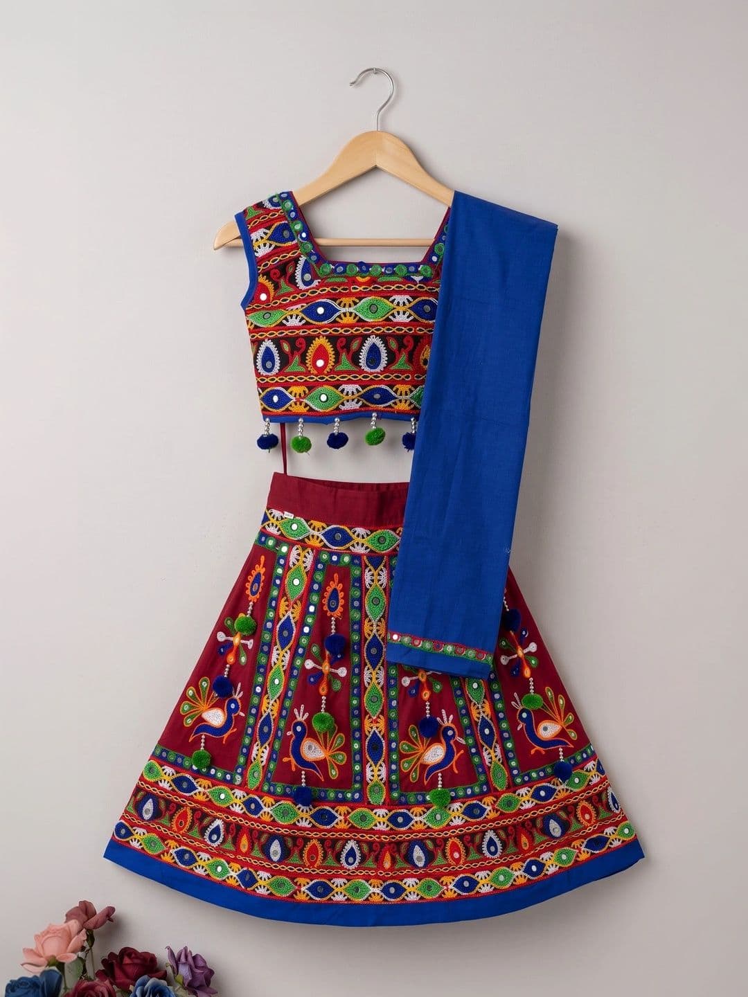 ahhaaaa Girls Embellished Mirror Work Ready to Wear Lehenga & Blouse With Dupatta thumbnail 3