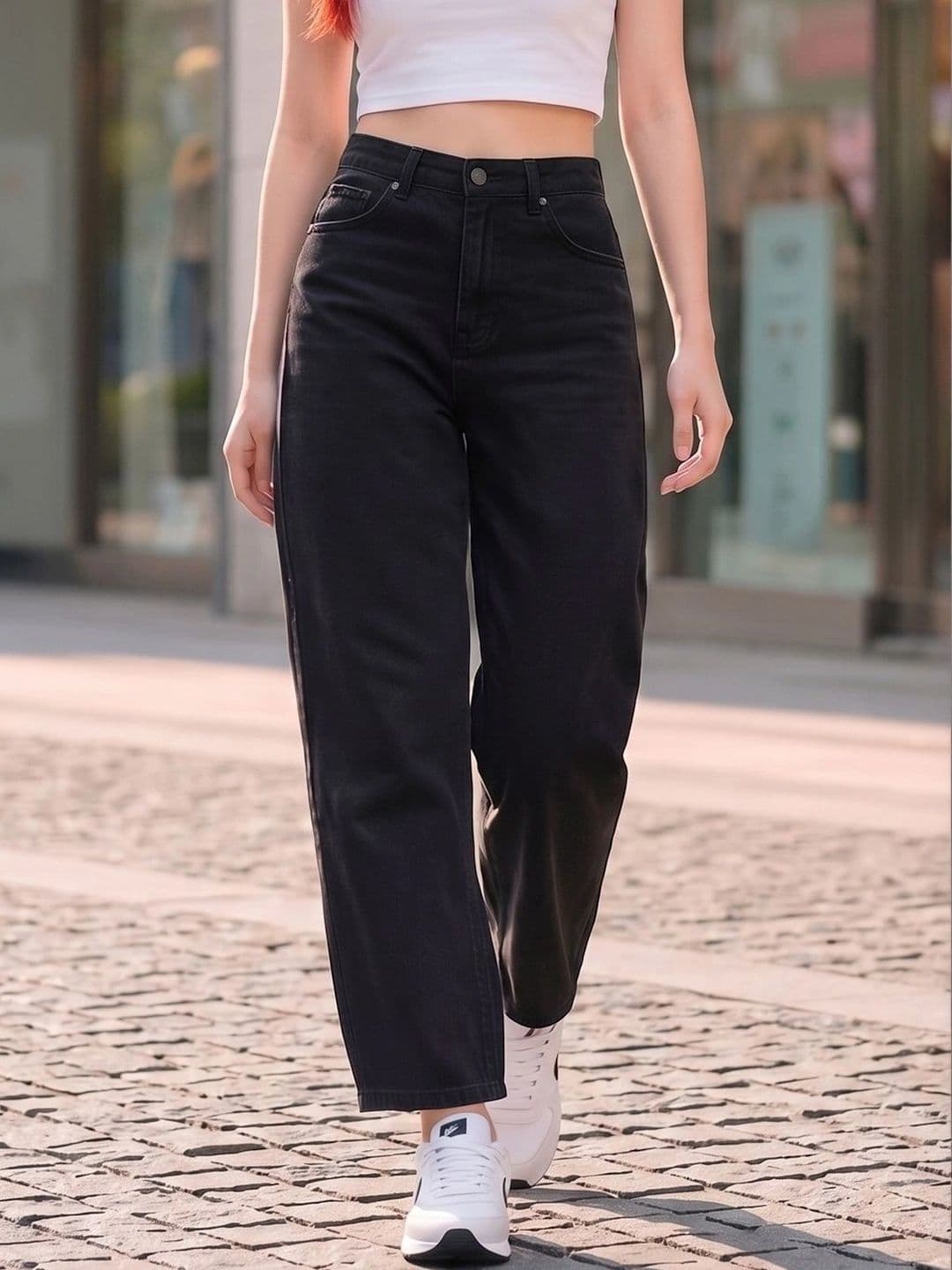 Style Quotient Women Barrel Fit High Rise Cotton Jeans - view 1
