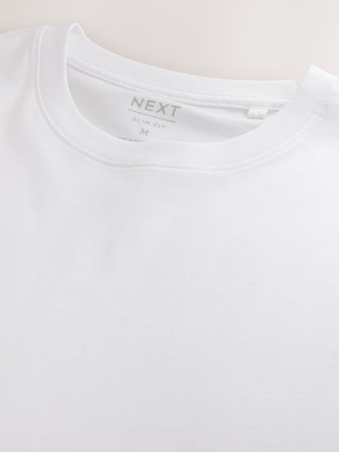 next Men White Solid Round Neck T-shirt thumbnail 4