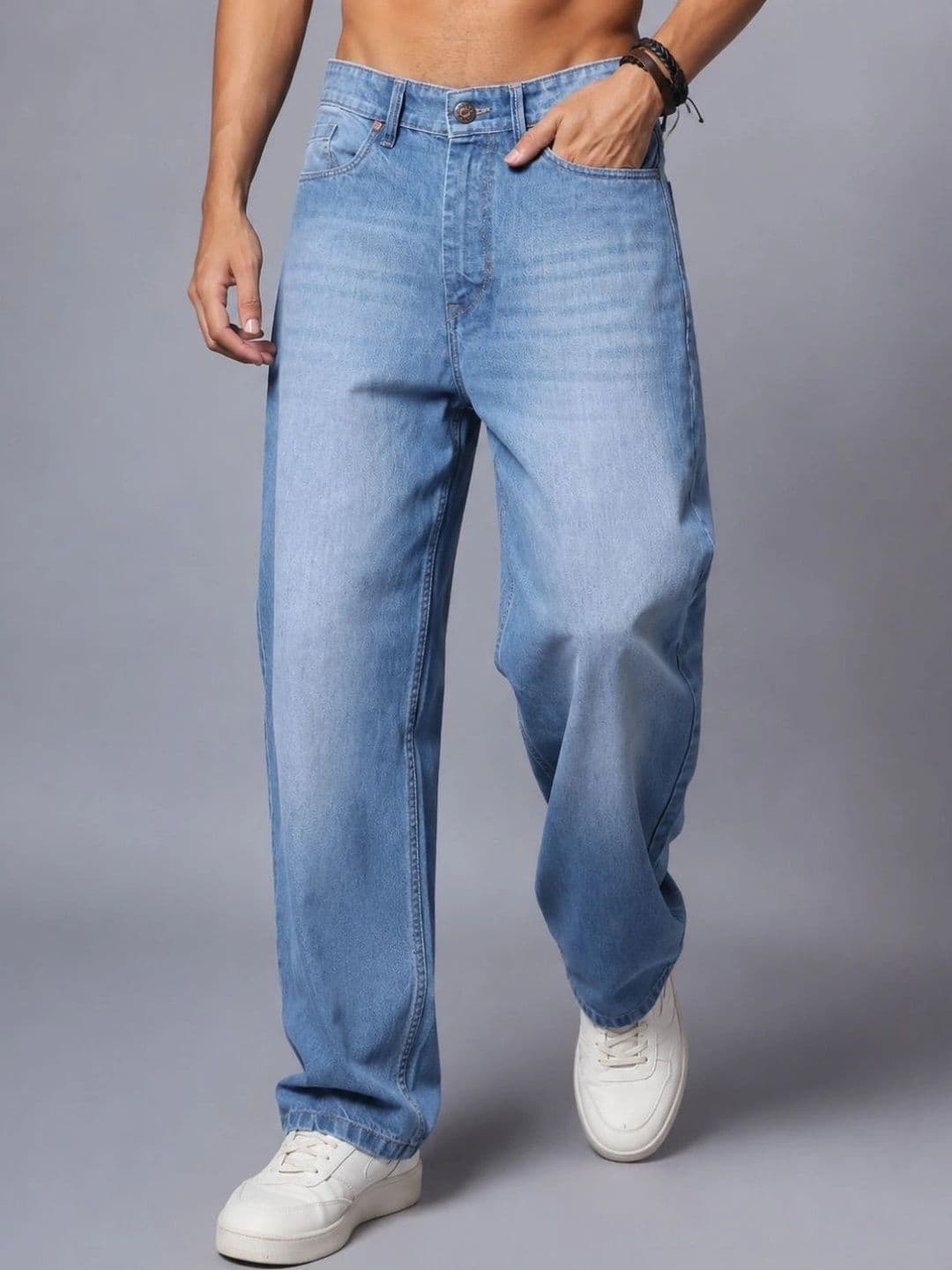 BREXX Men Jean Straight Fit Mid-Rise Light Fade Denim Stretchable Jeans thumbnail 3