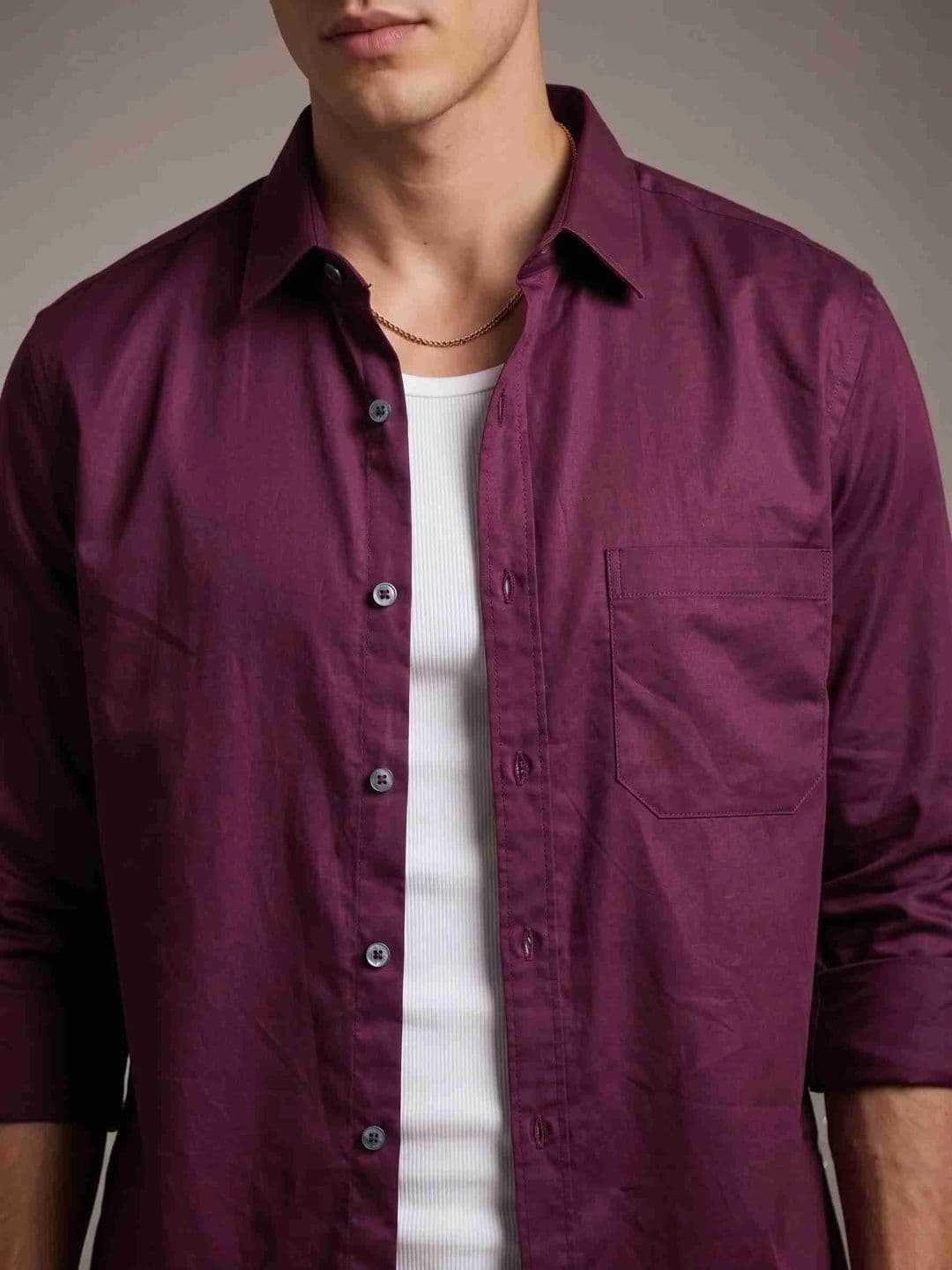 glitchez Purple Regular Fit Casual Shirt with Curved Hem thumbnail 4