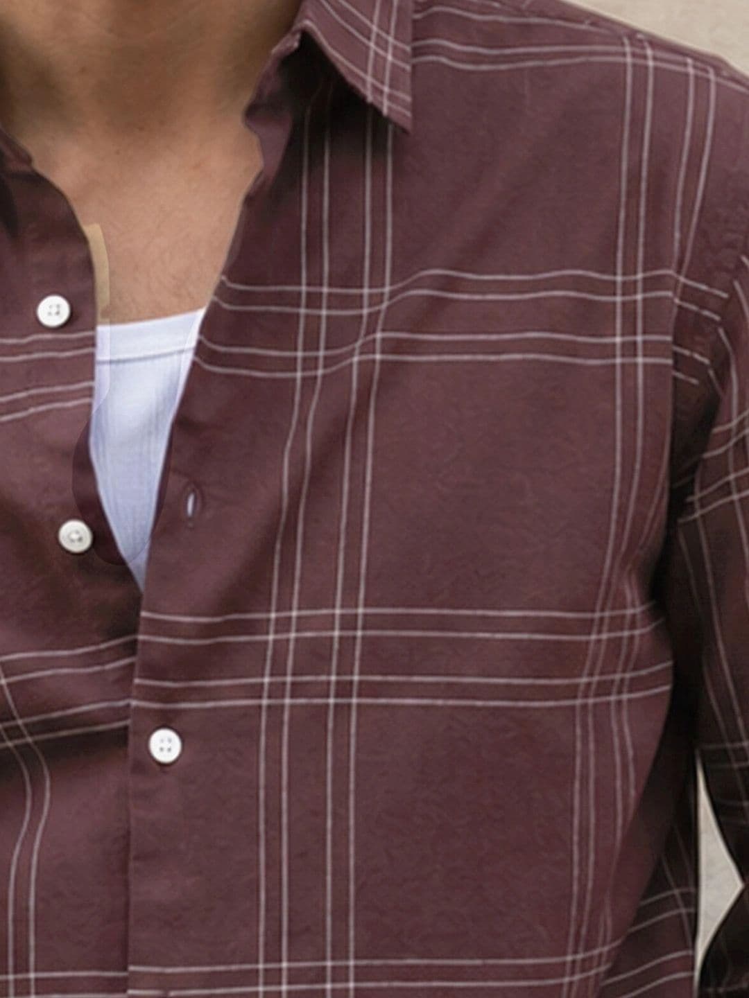 Powerlook Linen Blend Windowpane Checks Cotton Long Sleeves Shirt thumbnail 5