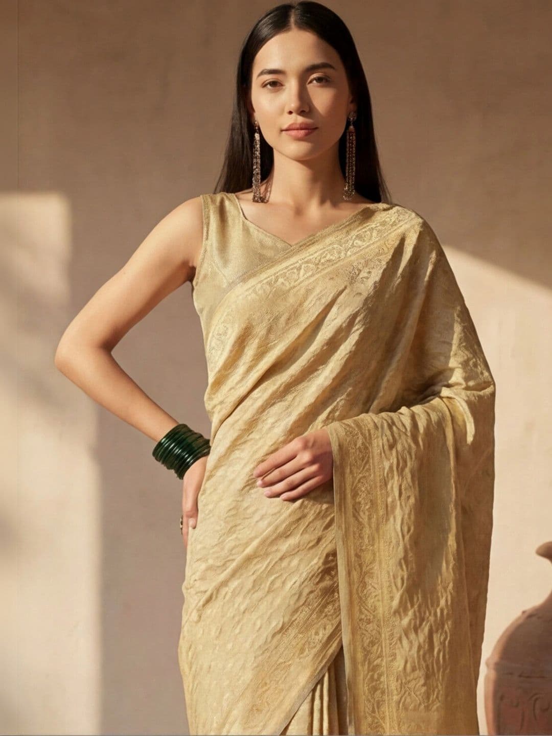 Anouk Rustic Paisley Zari Silk Blend Designer Banarasi Saree thumbnail 4