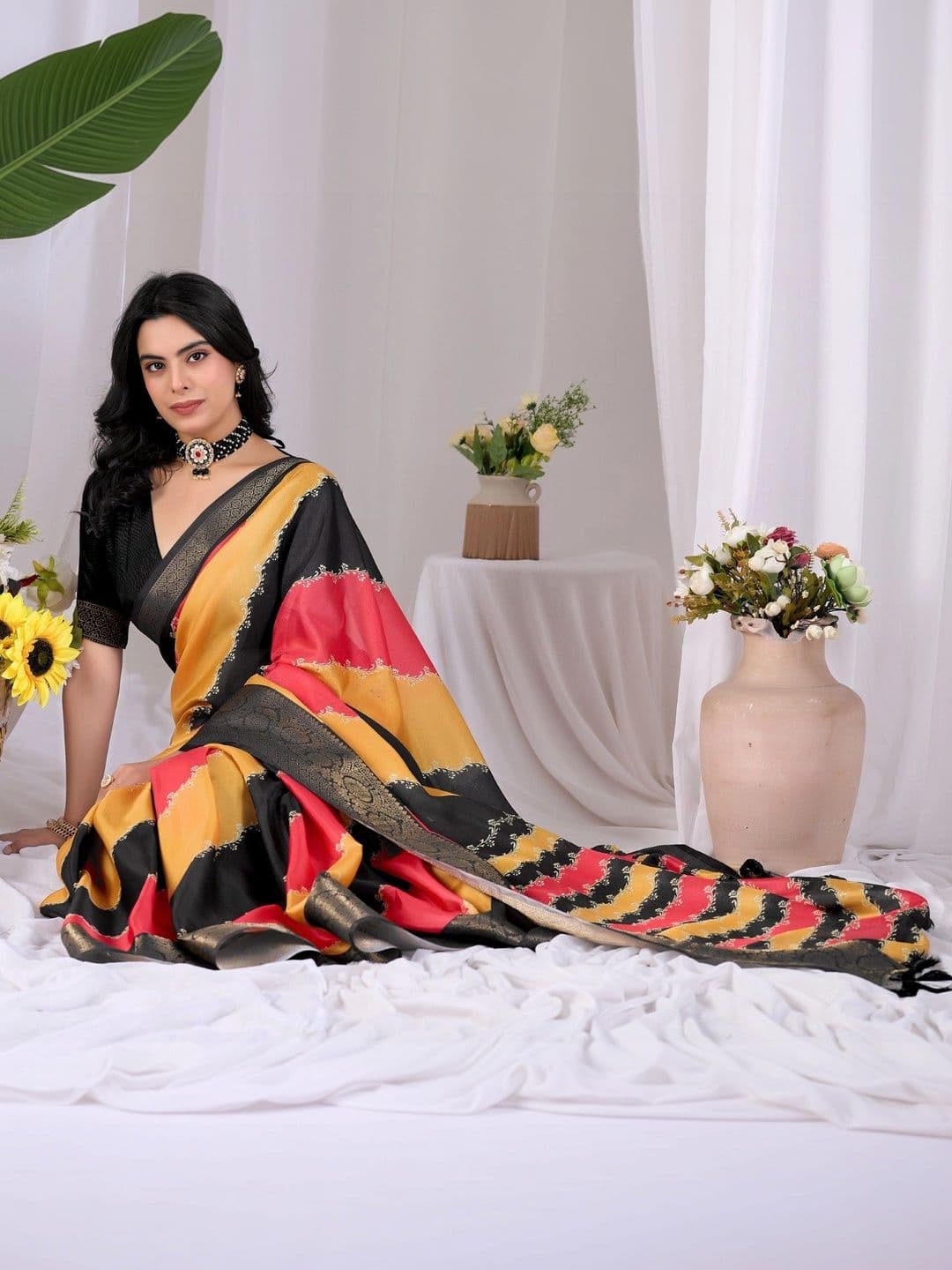 Moda Rapido Striped Zari Silk Blend Designer Saree thumbnail 6