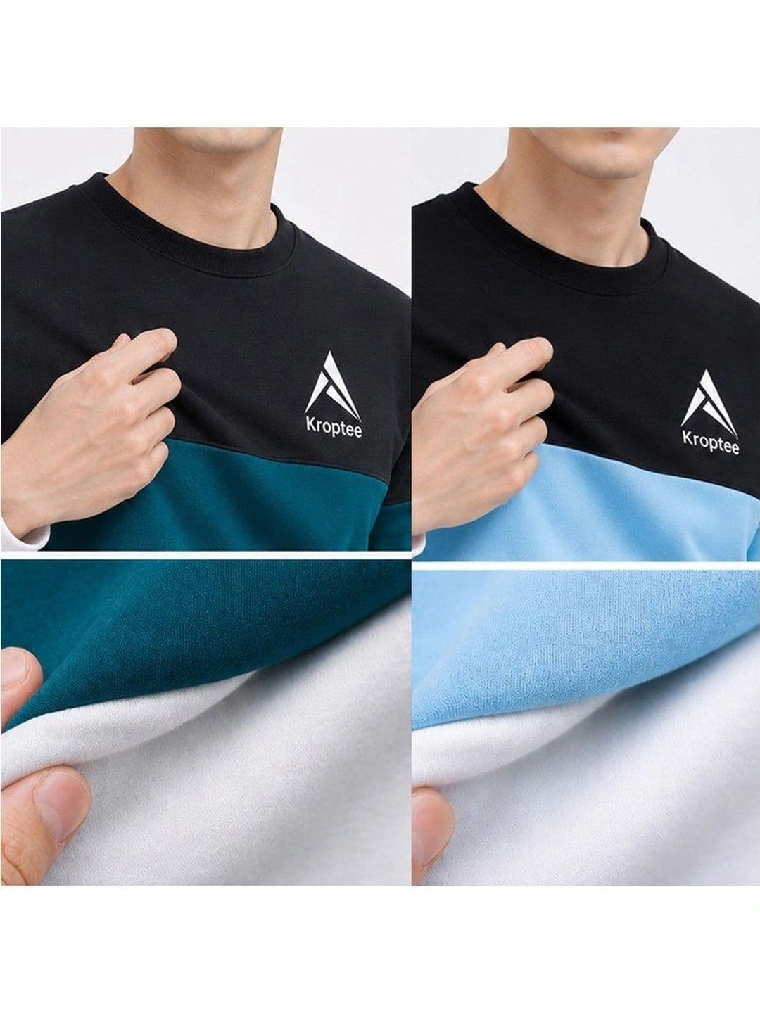 Kroptee Men Colourblocked Logo T-shirt Pack thumbnail 2