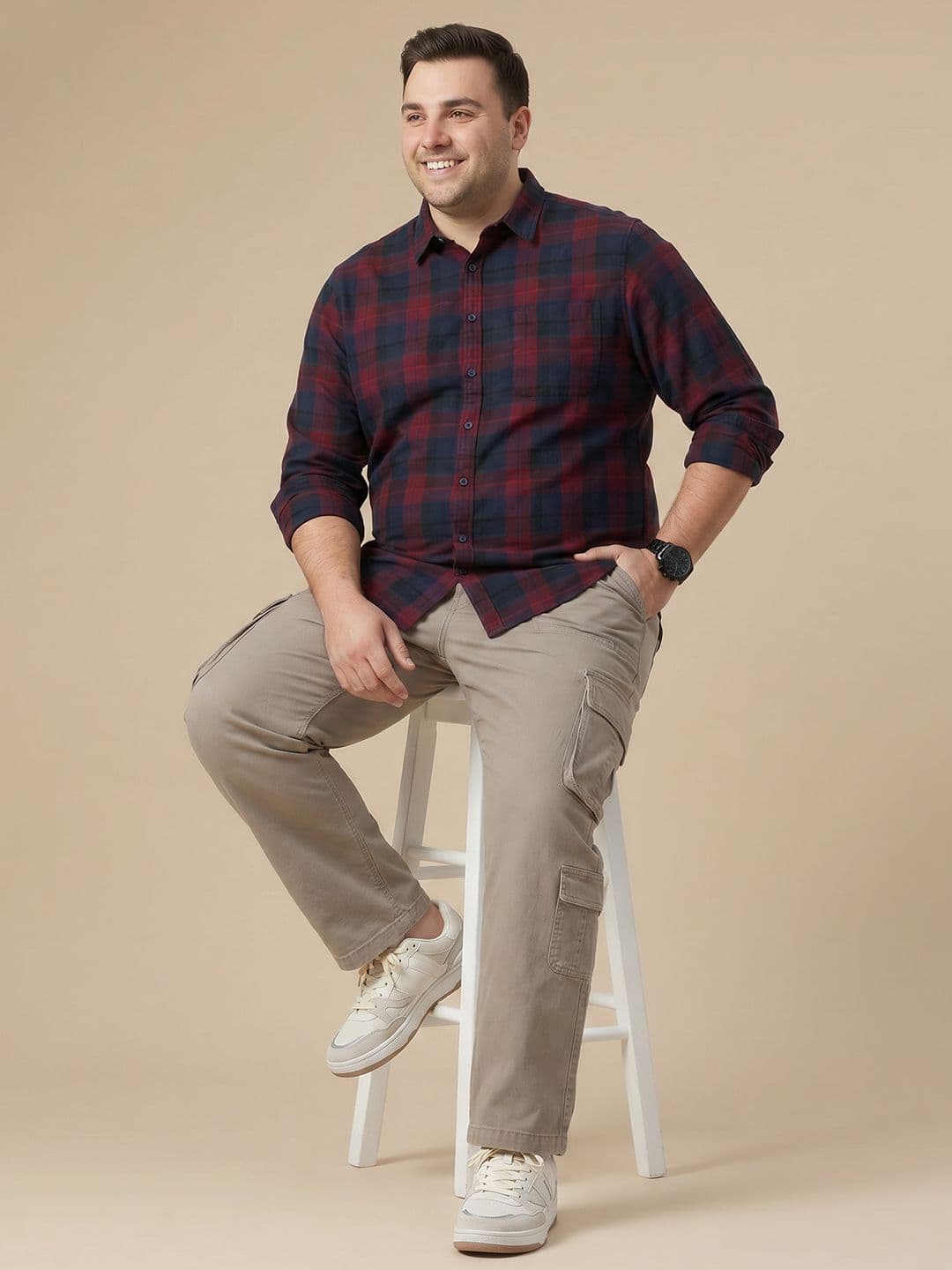 Sztori Plus Size Tartan Checked Pure Cotton Casual Shirt thumbnail 2