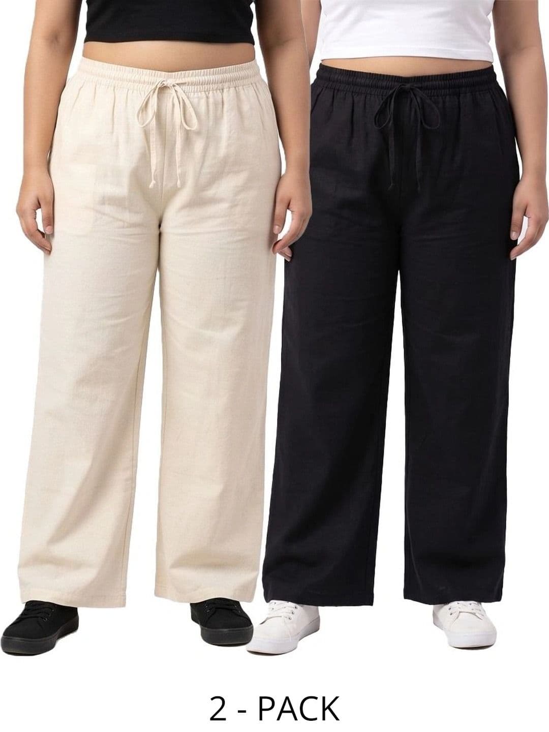 Ktdd Trading Women Pack of 2 Cotton Knitted Palazzos - view 1