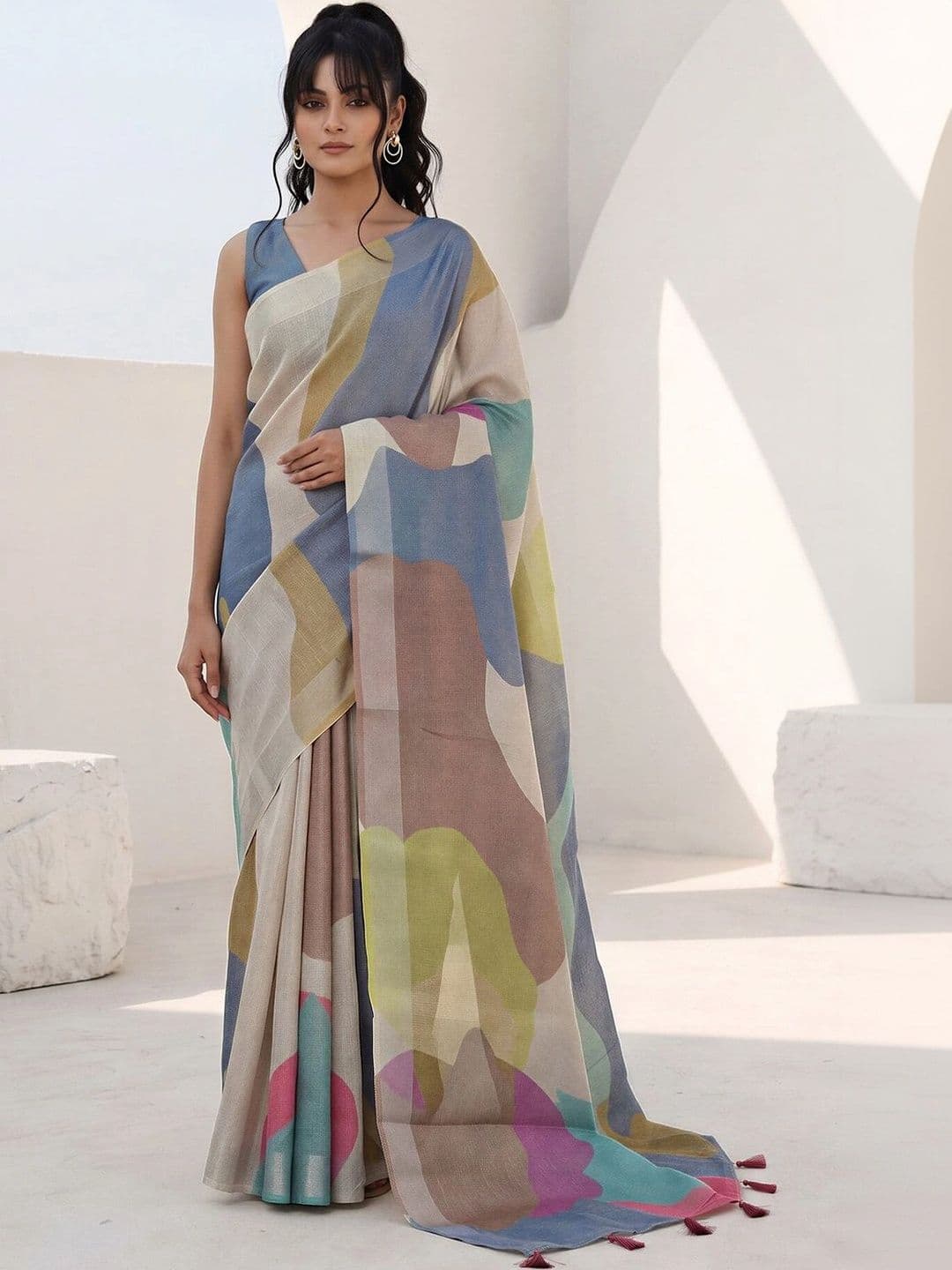 Anouk Silk Cotton Designer Saree thumbnail 6