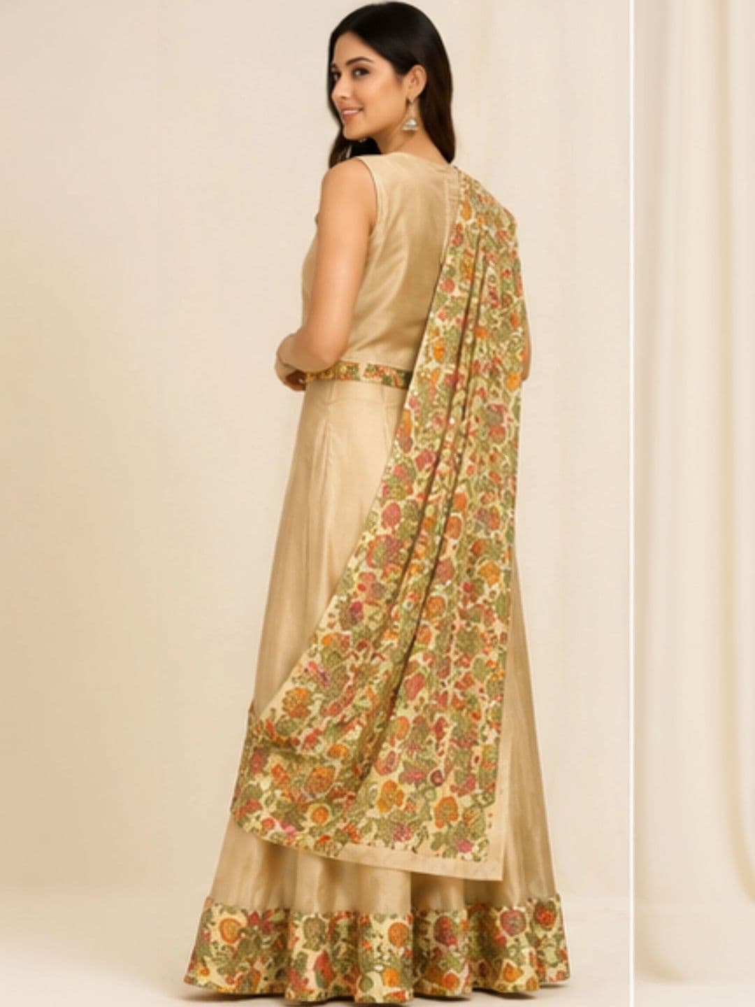 DELIS Kalamkari Ready to Wear Lehenga & Blouse With Dupatta thumbnail 6