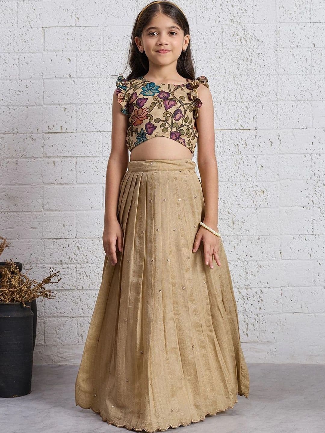 Tasarika Girls Printed Sequinned Ready to Wear Lehenga & - view 1
